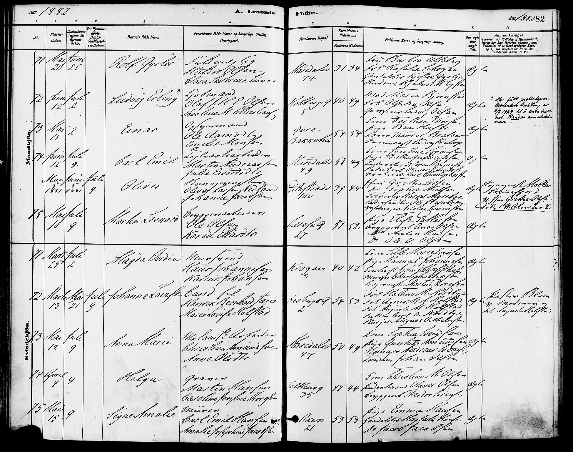 Gamle Aker prestekontor Kirkebøker, SAO/A-10617a/F/L0006: Parish register (official) no. 6, 1880-1887, p. 82