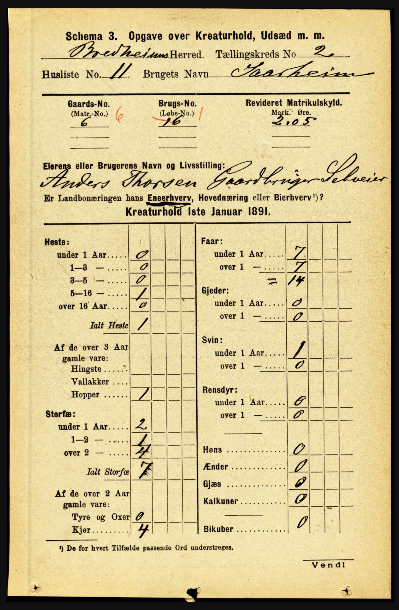 RA, 1891 census for 1446 Breim, 1891, p. 2424