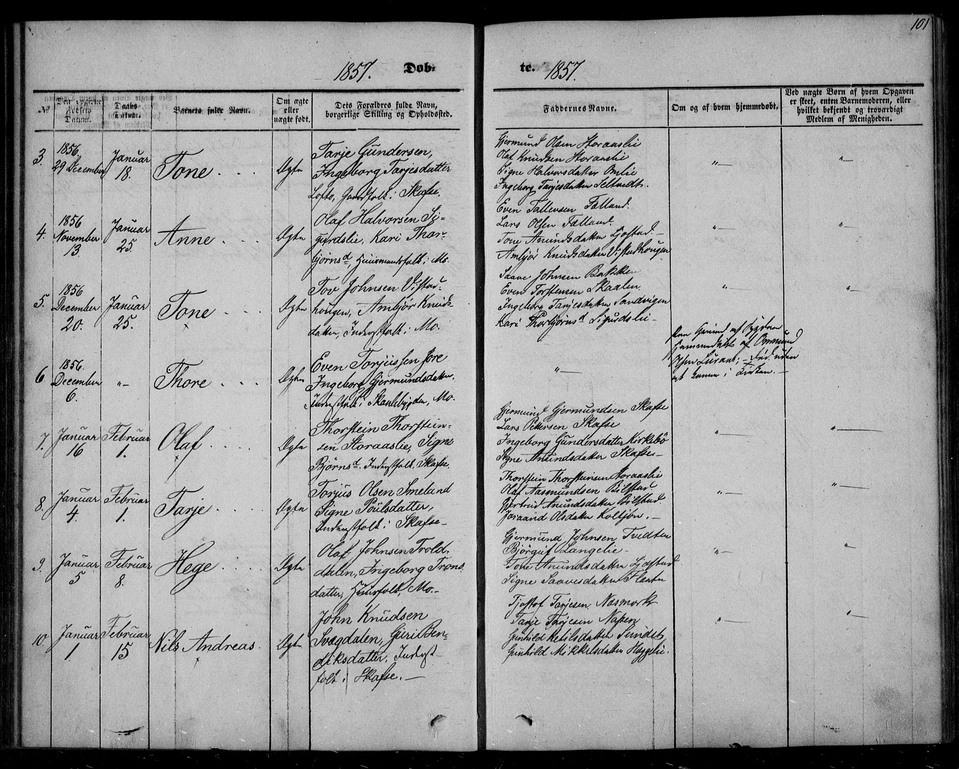 Mo kirkebøker, SAKO/A-286/F/Fa/L0005: Parish register (official) no. I 5, 1844-1864, p. 101