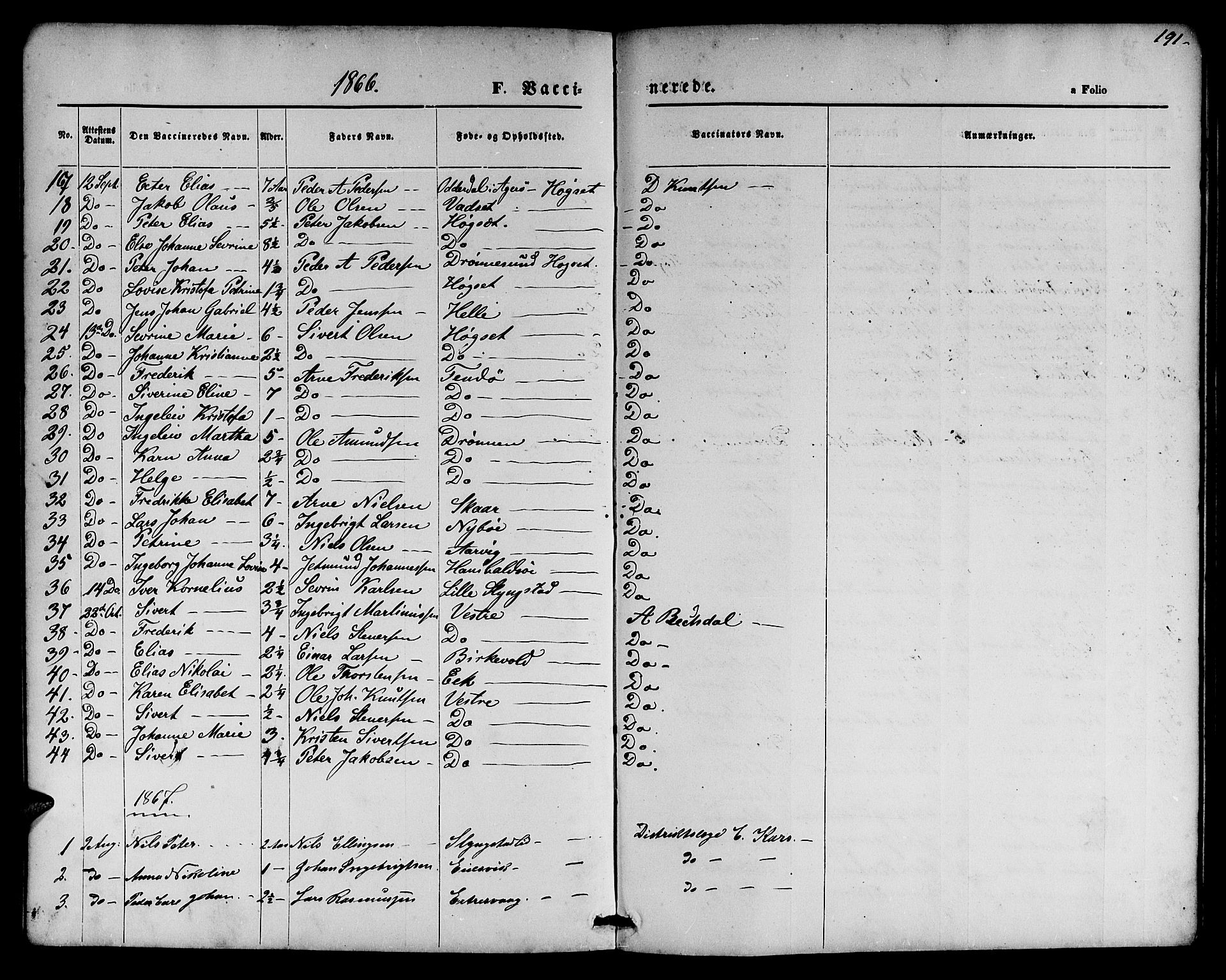 Ministerialprotokoller, klokkerbøker og fødselsregistre - Møre og Romsdal, AV/SAT-A-1454/525/L0375: Parish register (copy) no. 525C01, 1865-1879, p. 191