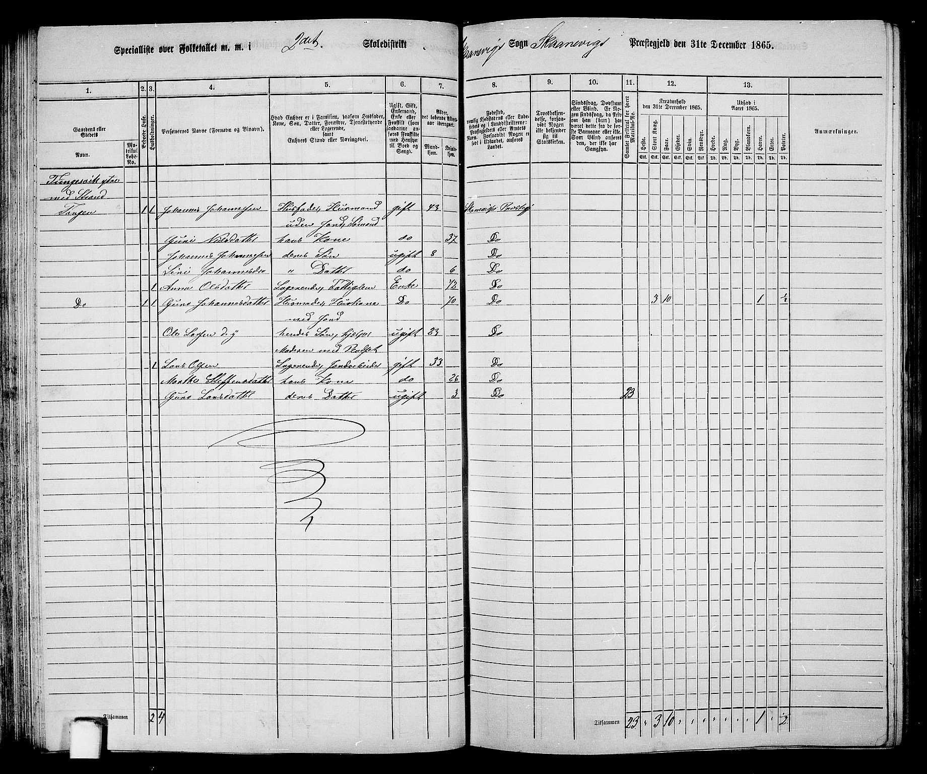 RA, 1865 census for Skånevik, 1865, p. 50