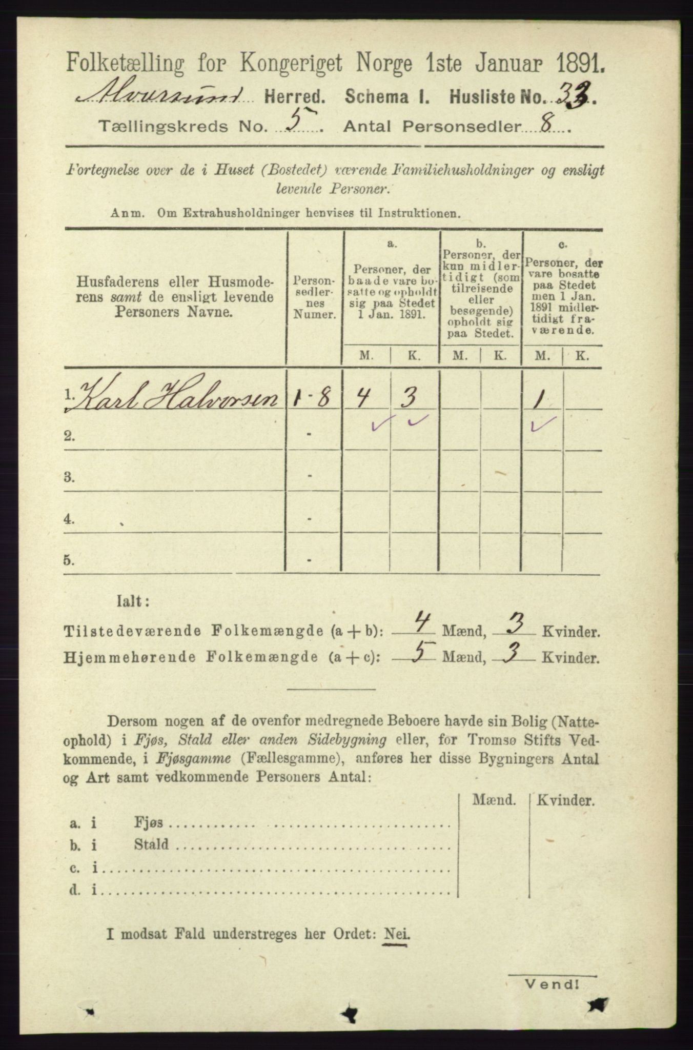 RA, 1891 census for 1257 Alversund, 1891, p. 1790