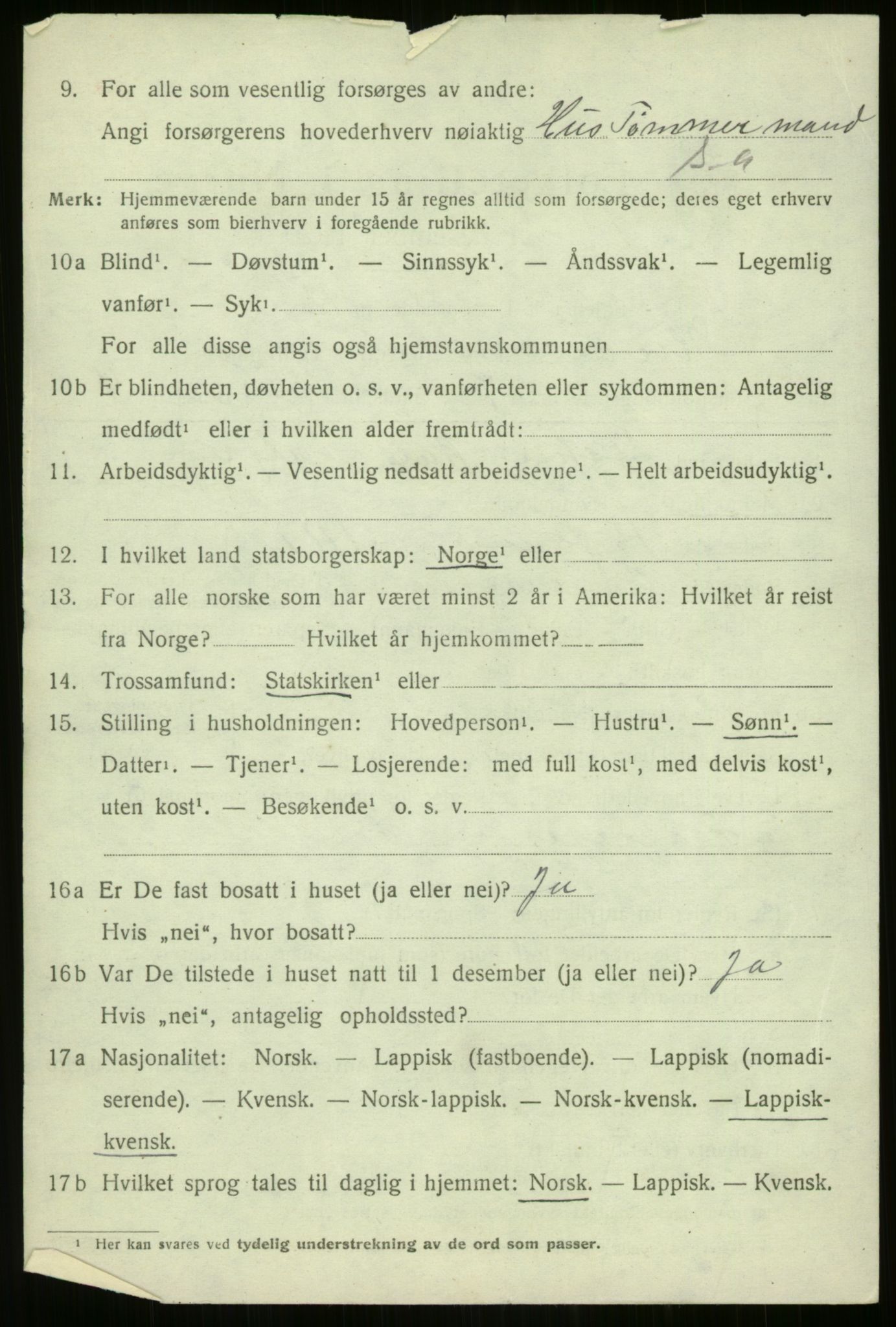 SATØ, 1920 census for Kvænangen, 1920, p. 3621