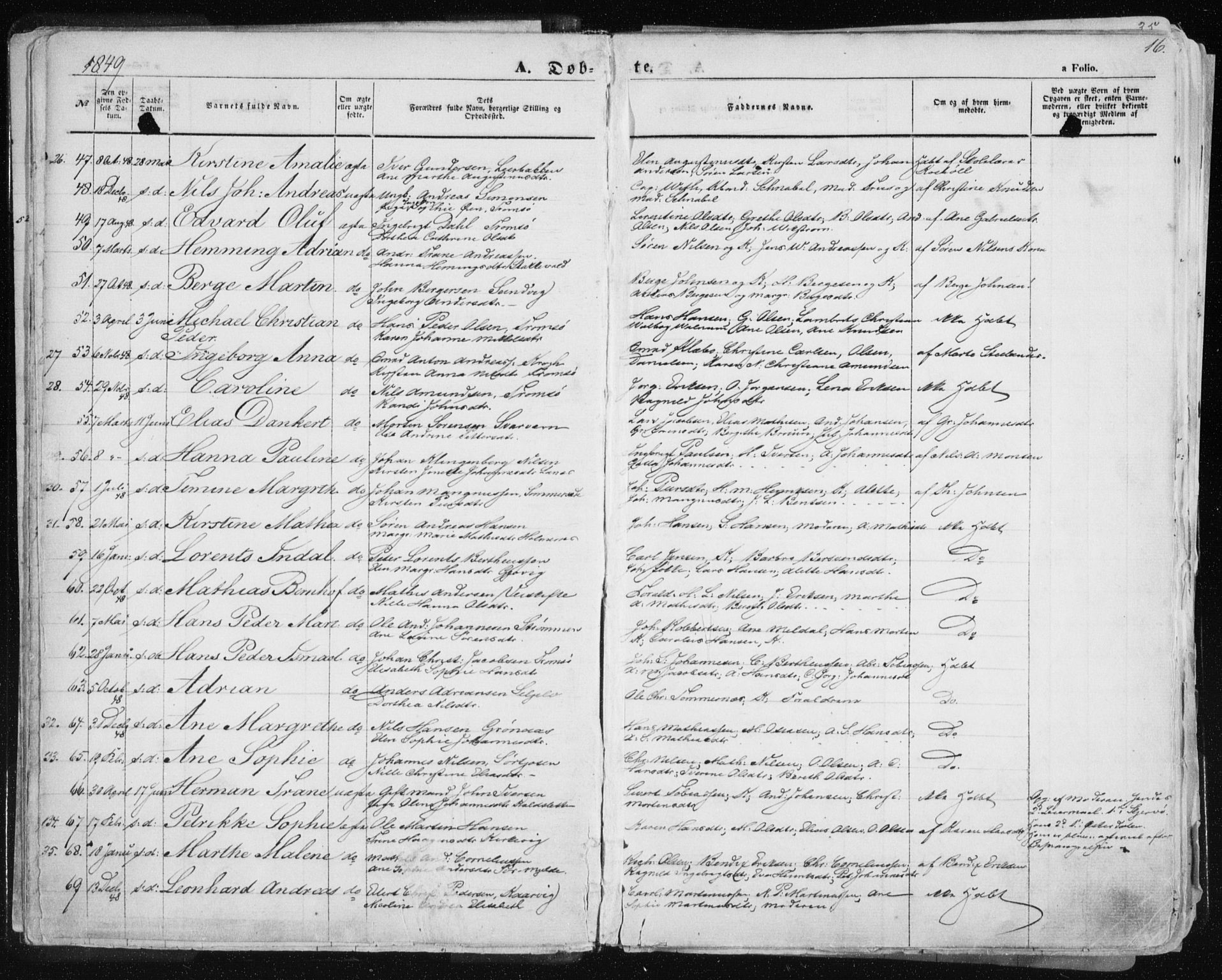 Tromsø sokneprestkontor/stiftsprosti/domprosti, SATØ/S-1343/G/Ga/L0010kirke: Parish register (official) no. 10, 1848-1855, p. 16