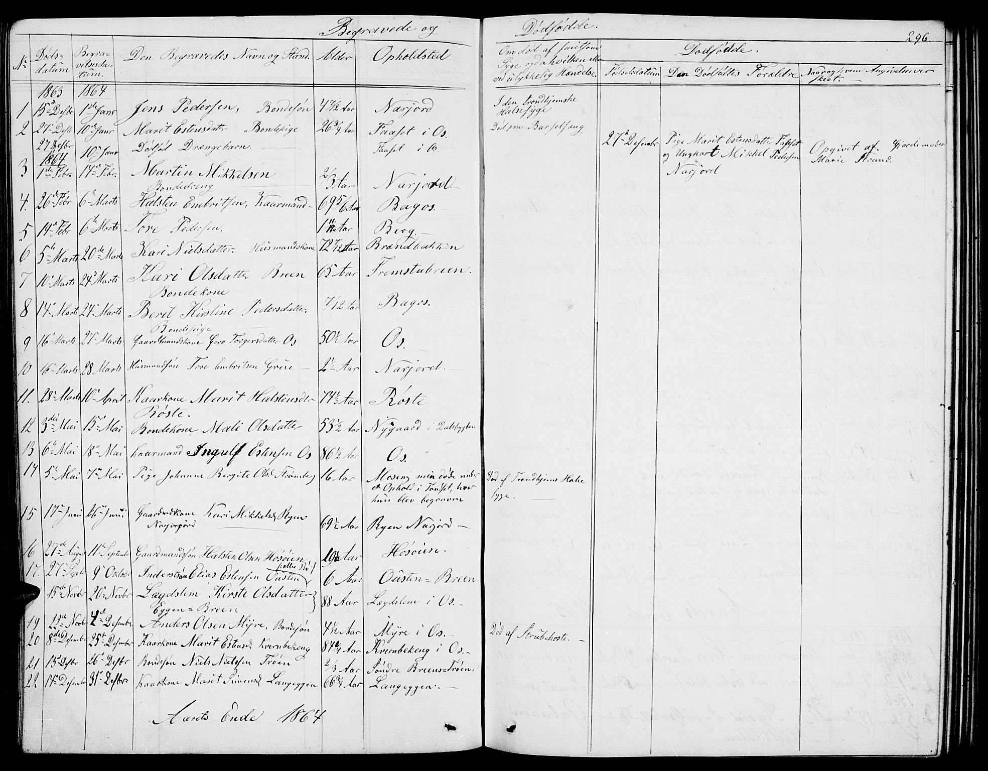 Tolga prestekontor, AV/SAH-PREST-062/L/L0004: Parish register (copy) no. 4, 1845-1887, p. 296