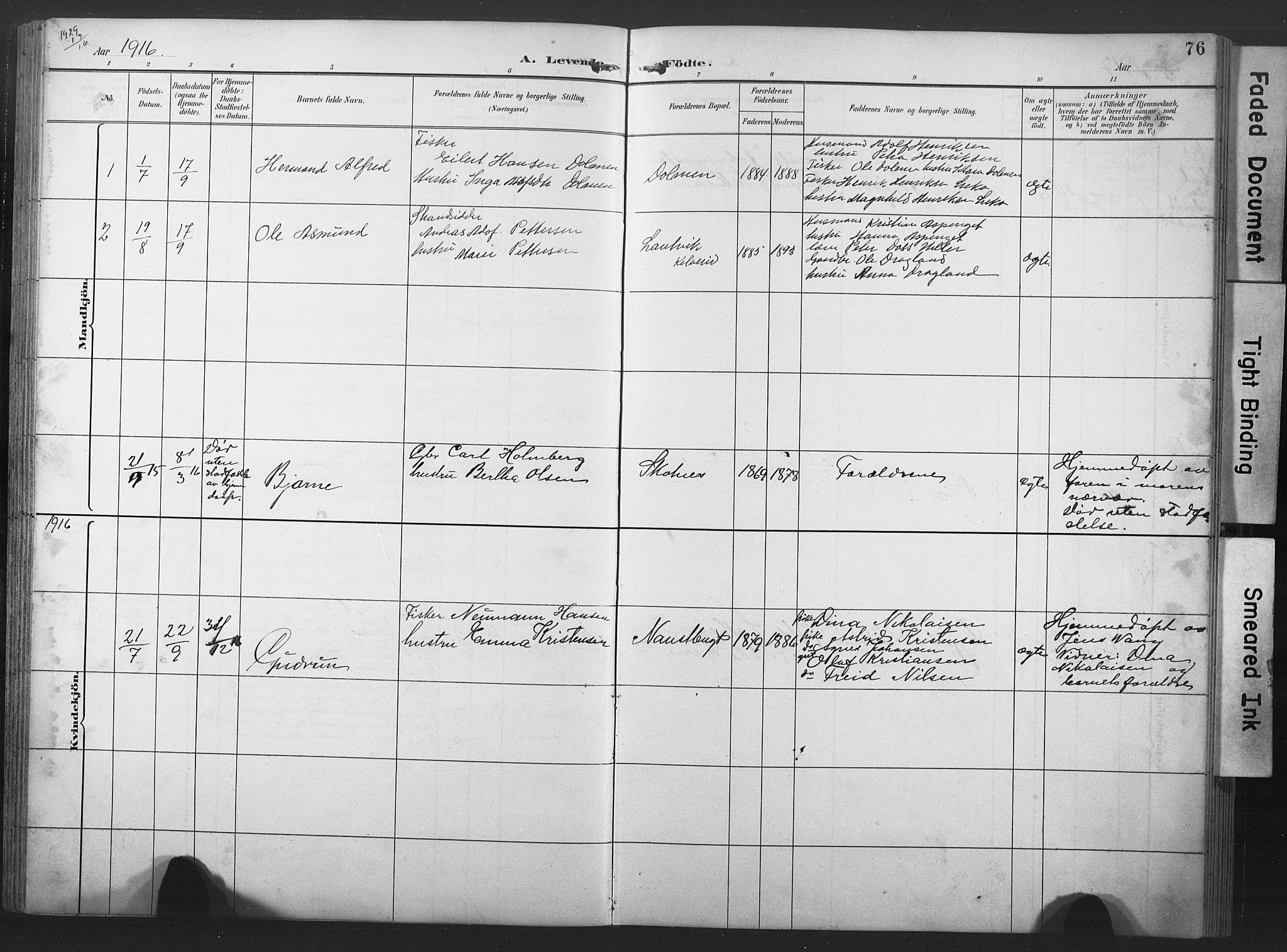 Ministerialprotokoller, klokkerbøker og fødselsregistre - Nord-Trøndelag, SAT/A-1458/789/L0706: Parish register (copy) no. 789C01, 1888-1931, p. 76