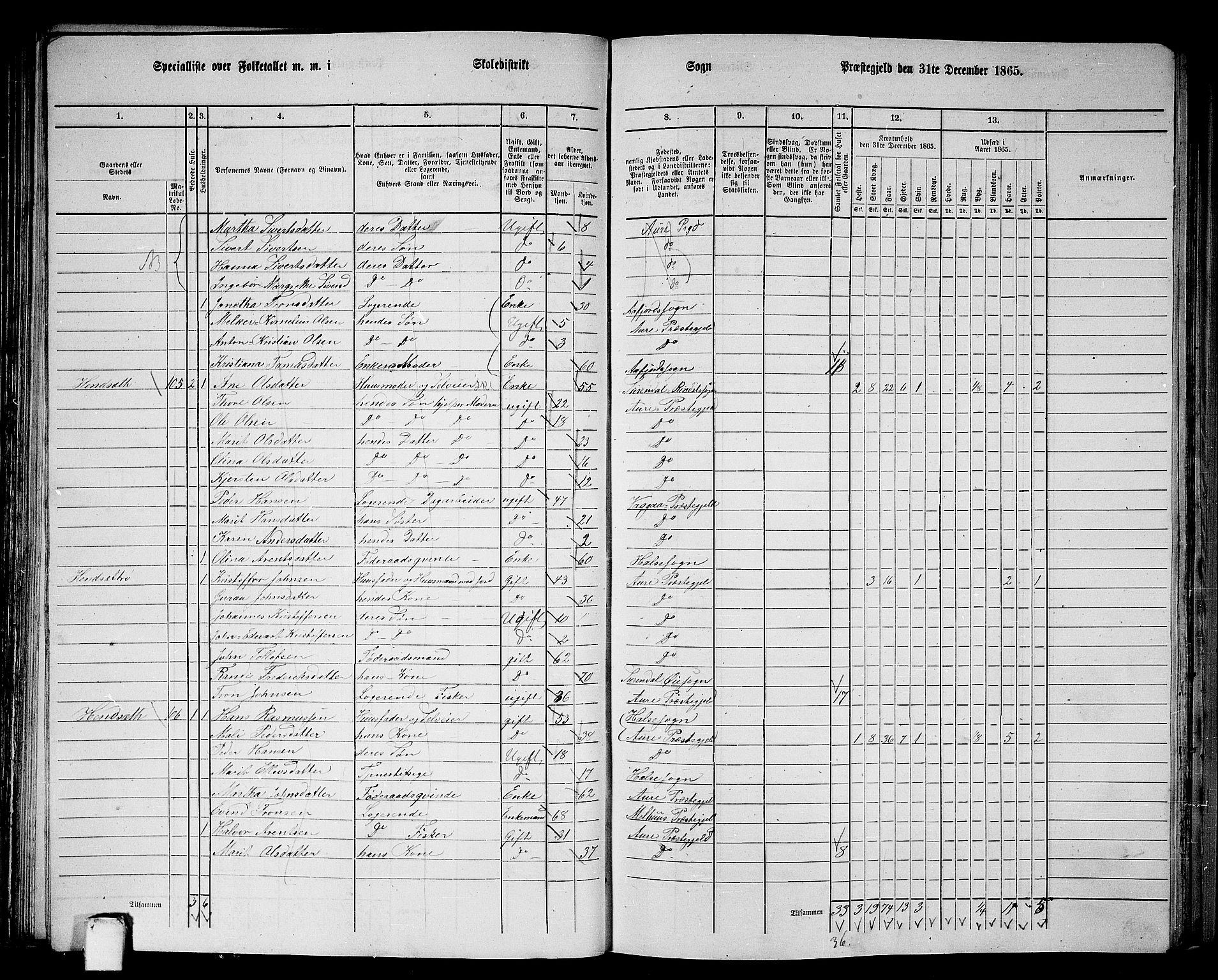 RA, 1865 census for Aure, 1865, p. 57