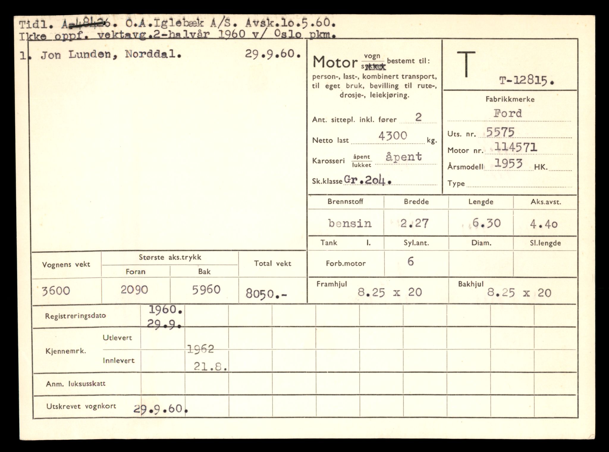 Møre og Romsdal vegkontor - Ålesund trafikkstasjon, AV/SAT-A-4099/F/Fe/L0035: Registreringskort for kjøretøy T 12653 - T 12829, 1927-1998, p. 3110
