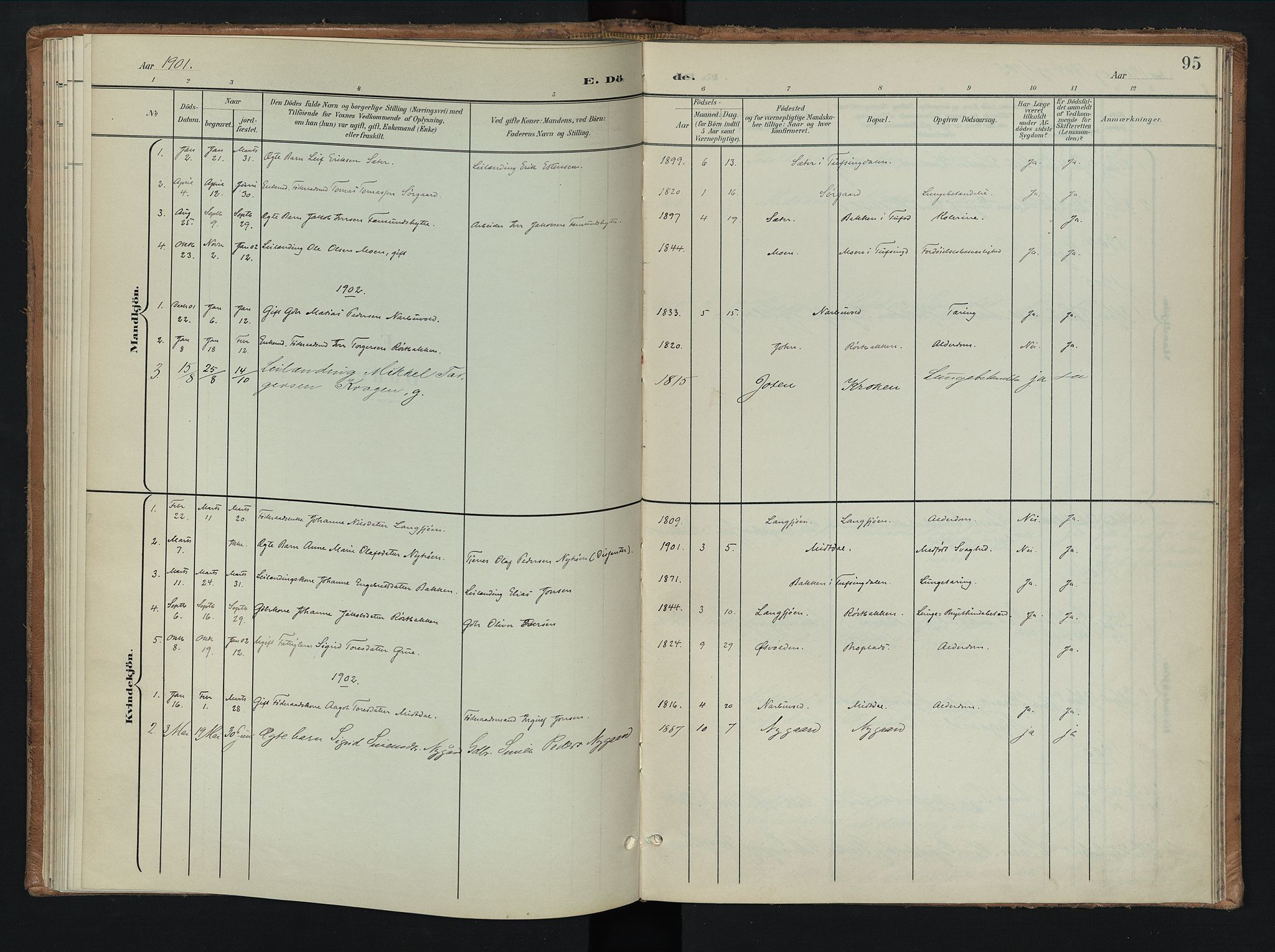 Tolga prestekontor, SAH/PREST-062/K/L0010: Parish register (official) no. 10, 1901-1915, p. 95