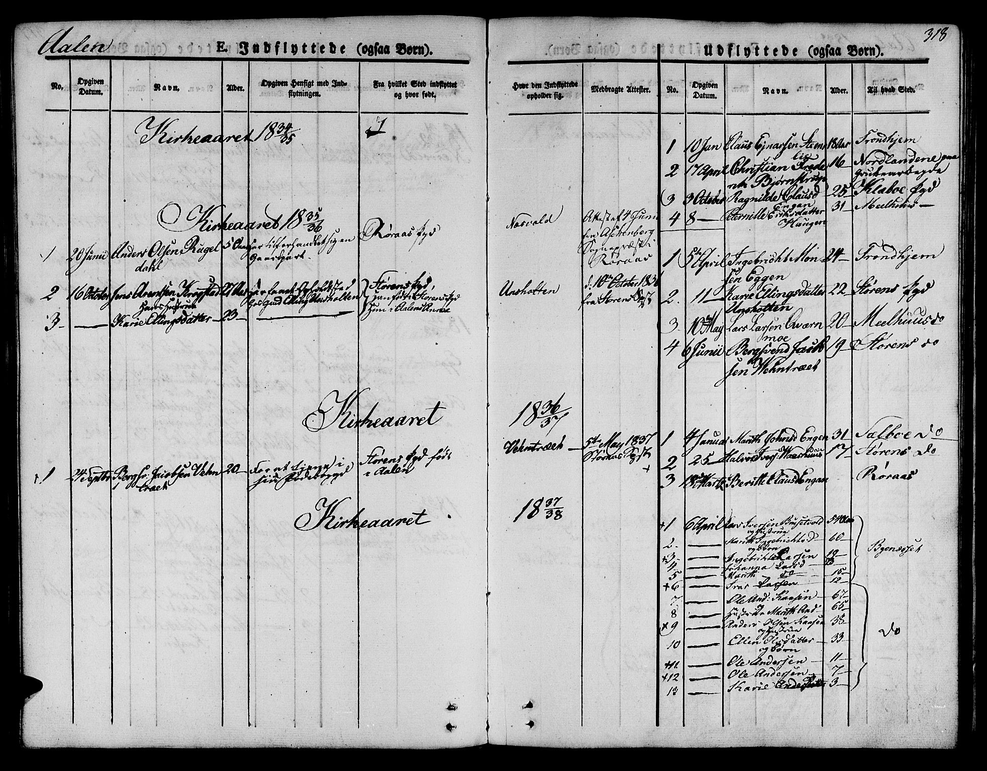 Ministerialprotokoller, klokkerbøker og fødselsregistre - Sør-Trøndelag, AV/SAT-A-1456/685/L0962: Parish register (official) no. 685A05 /3, 1829-1845, p. 318