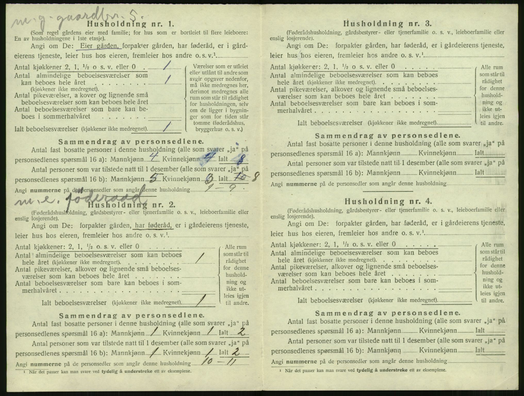 SAT, 1920 census for Sunnylven, 1920, p. 437