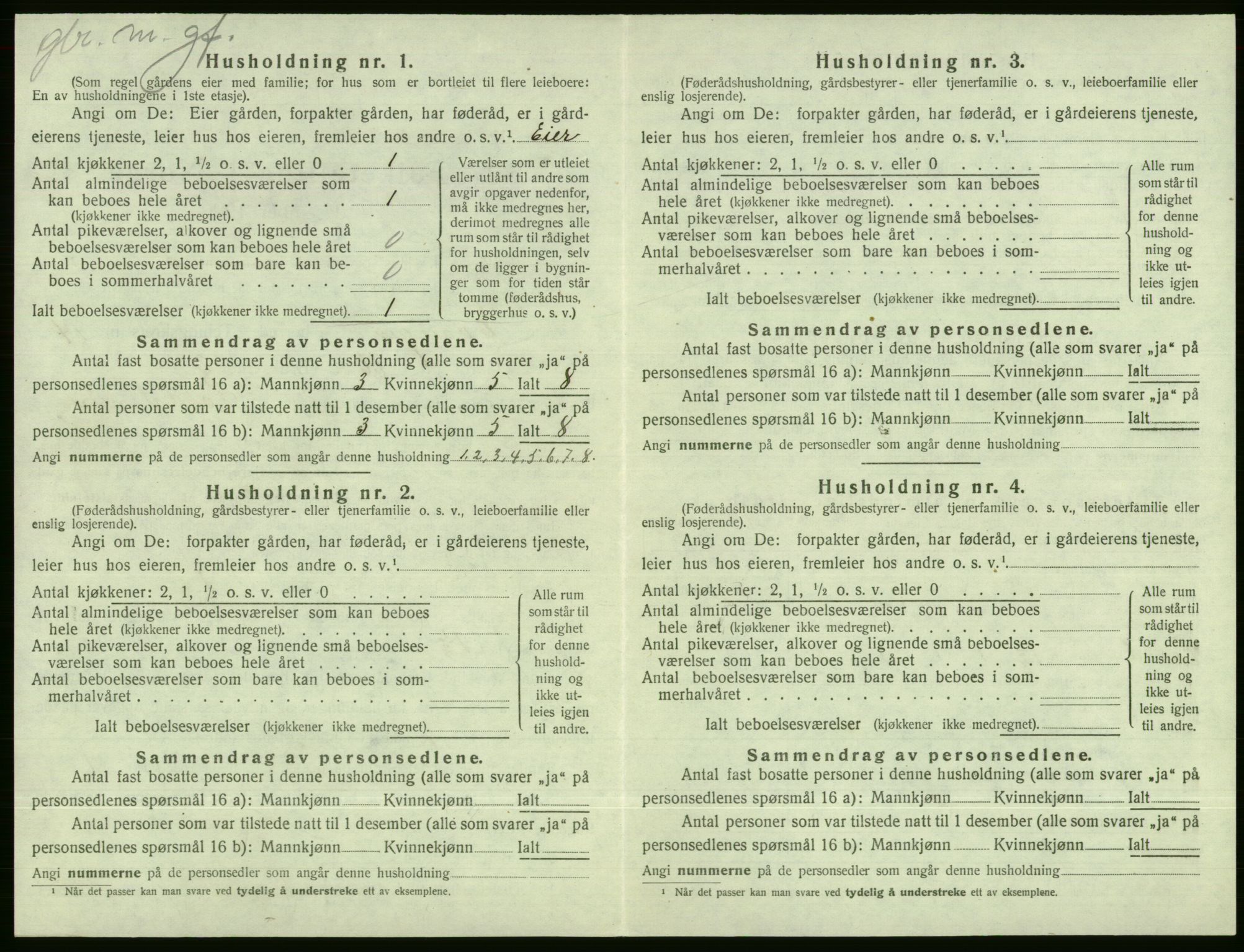 SAB, 1920 census for Evanger, 1920, p. 640