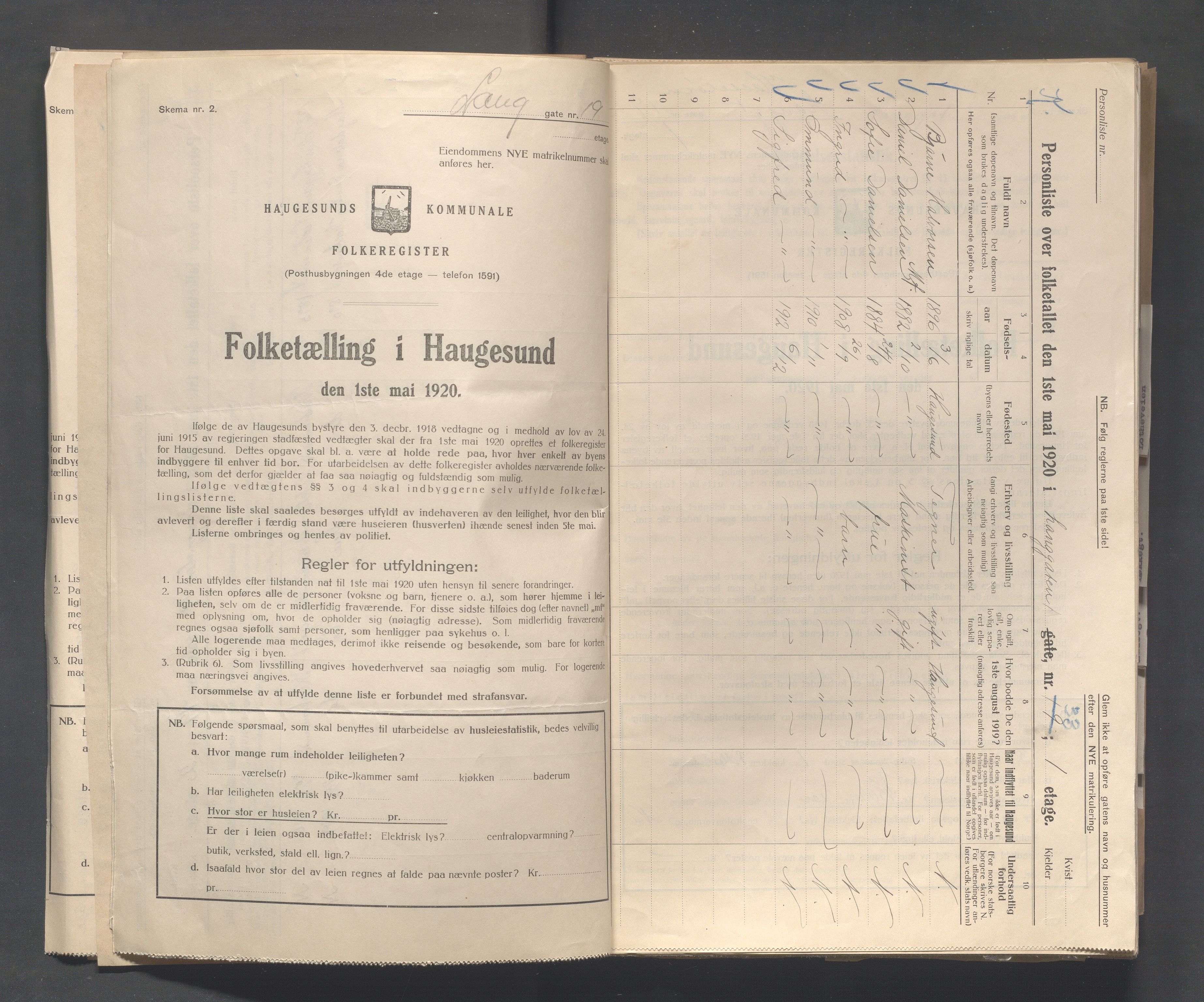 IKAR, Local census 1.5.1920 for Haugesund, 1920, p. 5997