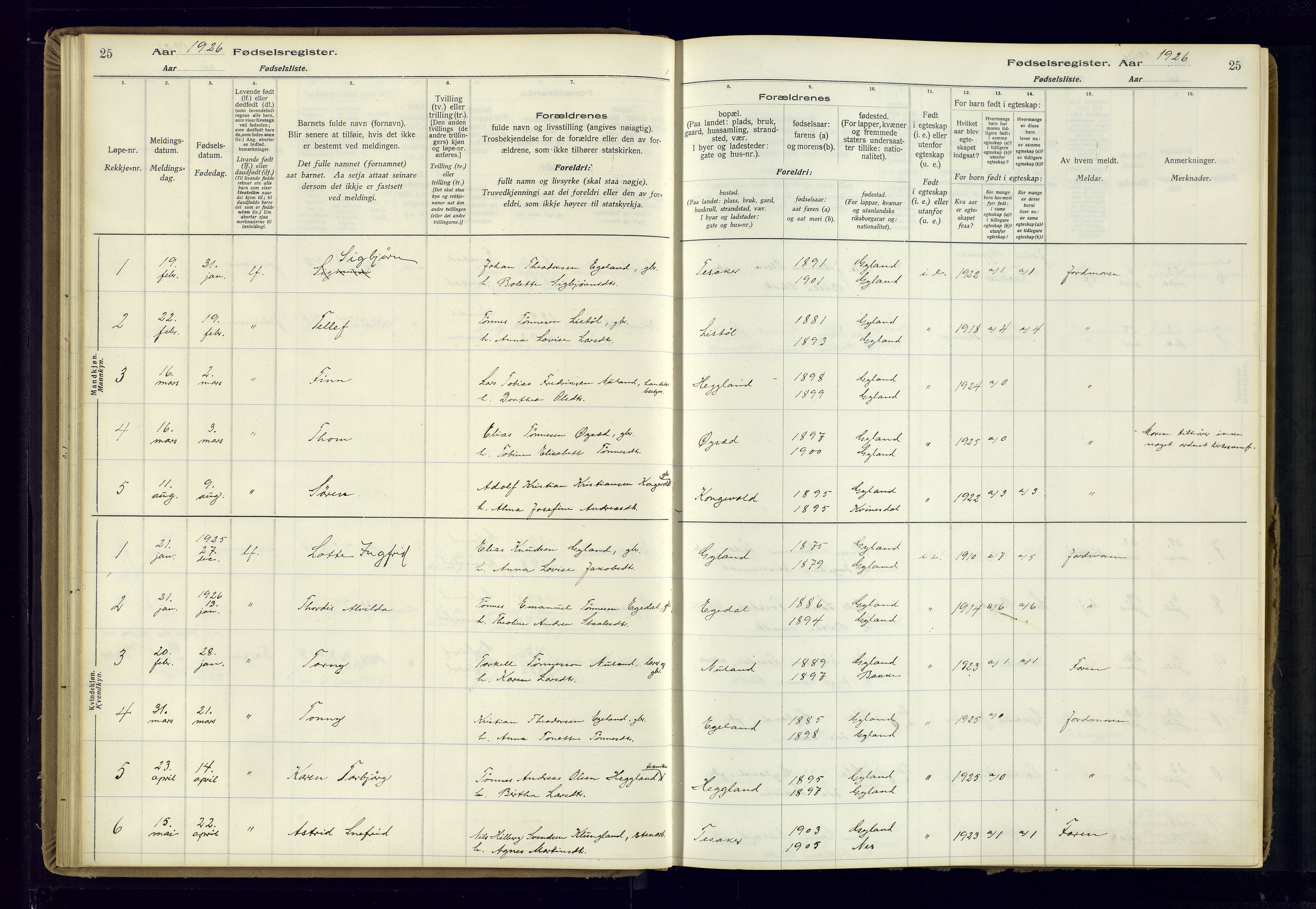 Bakke sokneprestkontor, SAK/1111-0002/J/Ja/L0002: Birth register no. A-VI-19, 1916-1982, p. 25