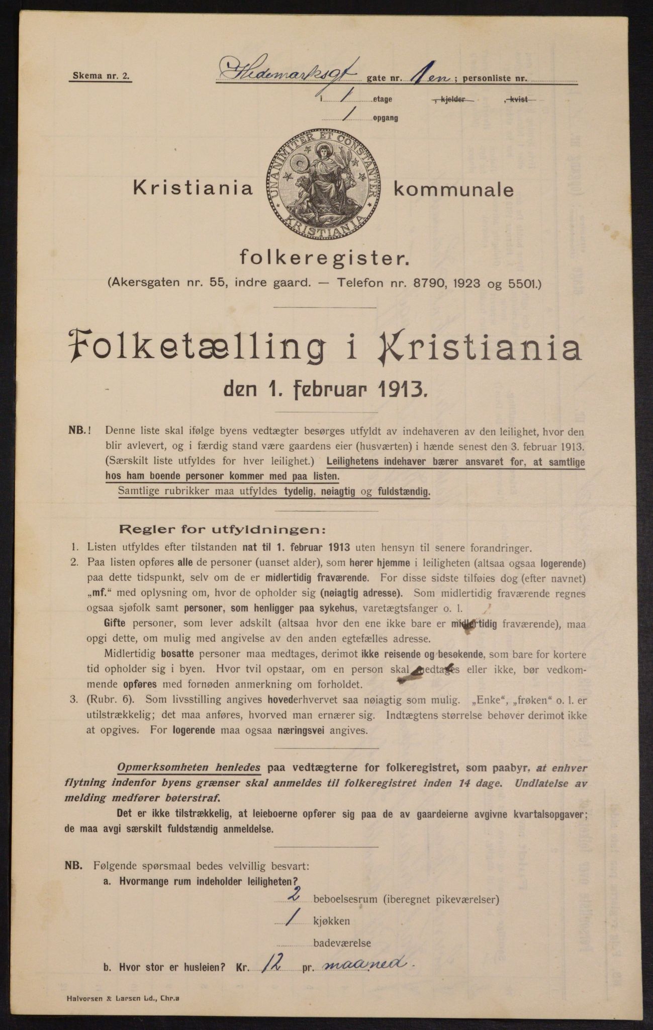 OBA, Municipal Census 1913 for Kristiania, 1913, p. 35745