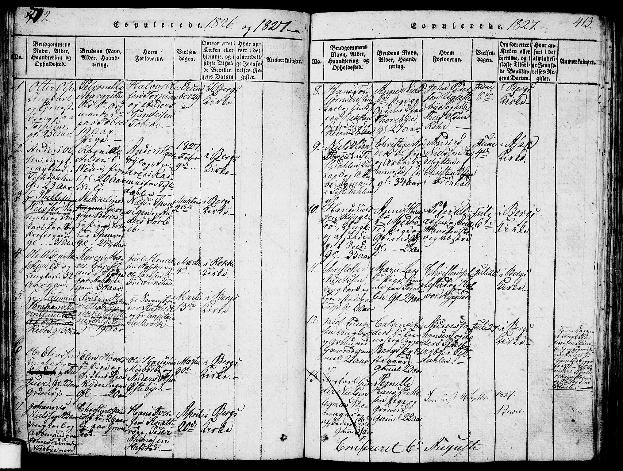 Berg prestekontor Kirkebøker, AV/SAO-A-10902/G/Ga/L0001: Parish register (copy) no. I 1, 1815-1832, p. 412-413