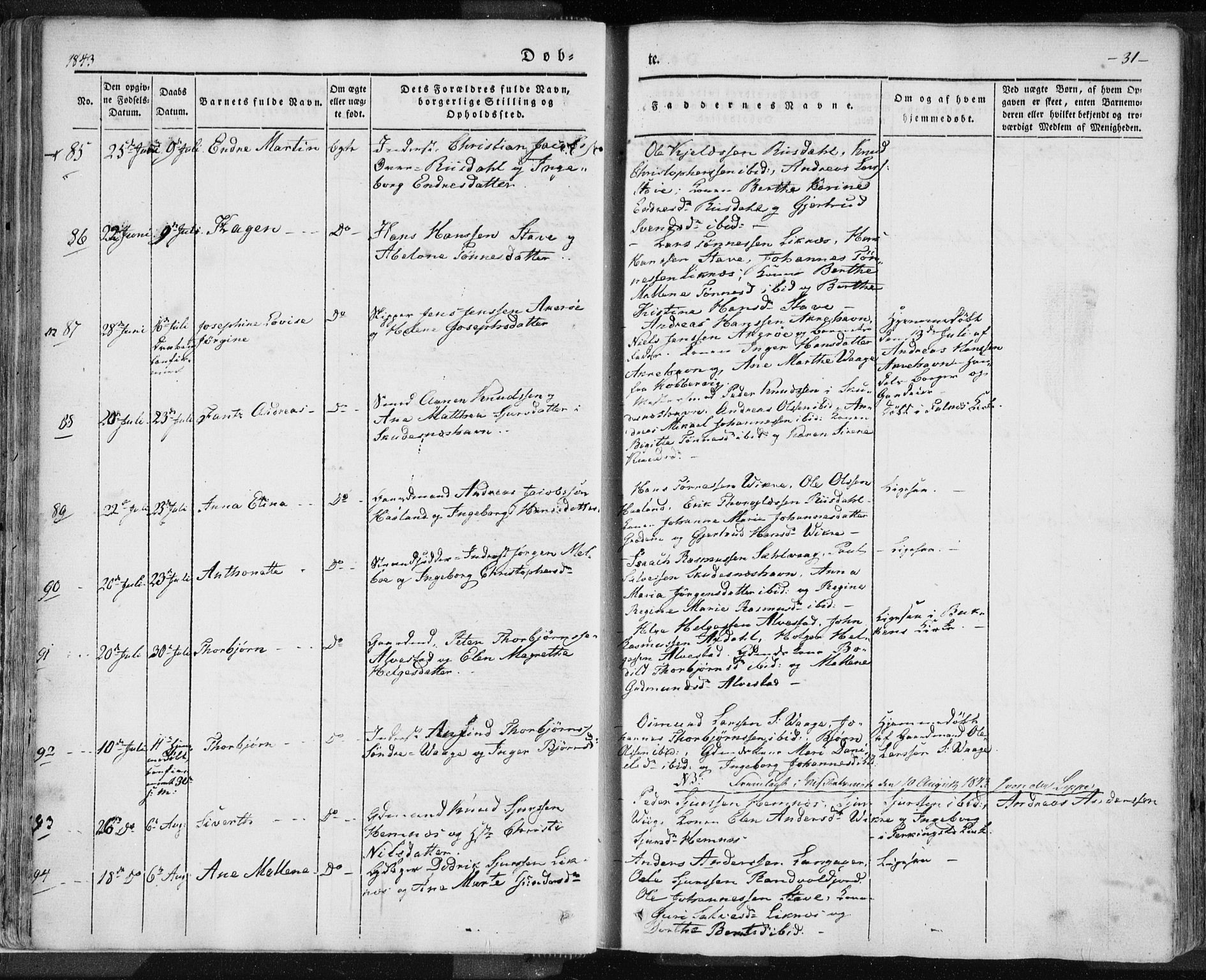 Skudenes sokneprestkontor, SAST/A -101849/H/Ha/Haa/L0002: Parish register (official) no. A 2.1, 1841-1846, p. 31