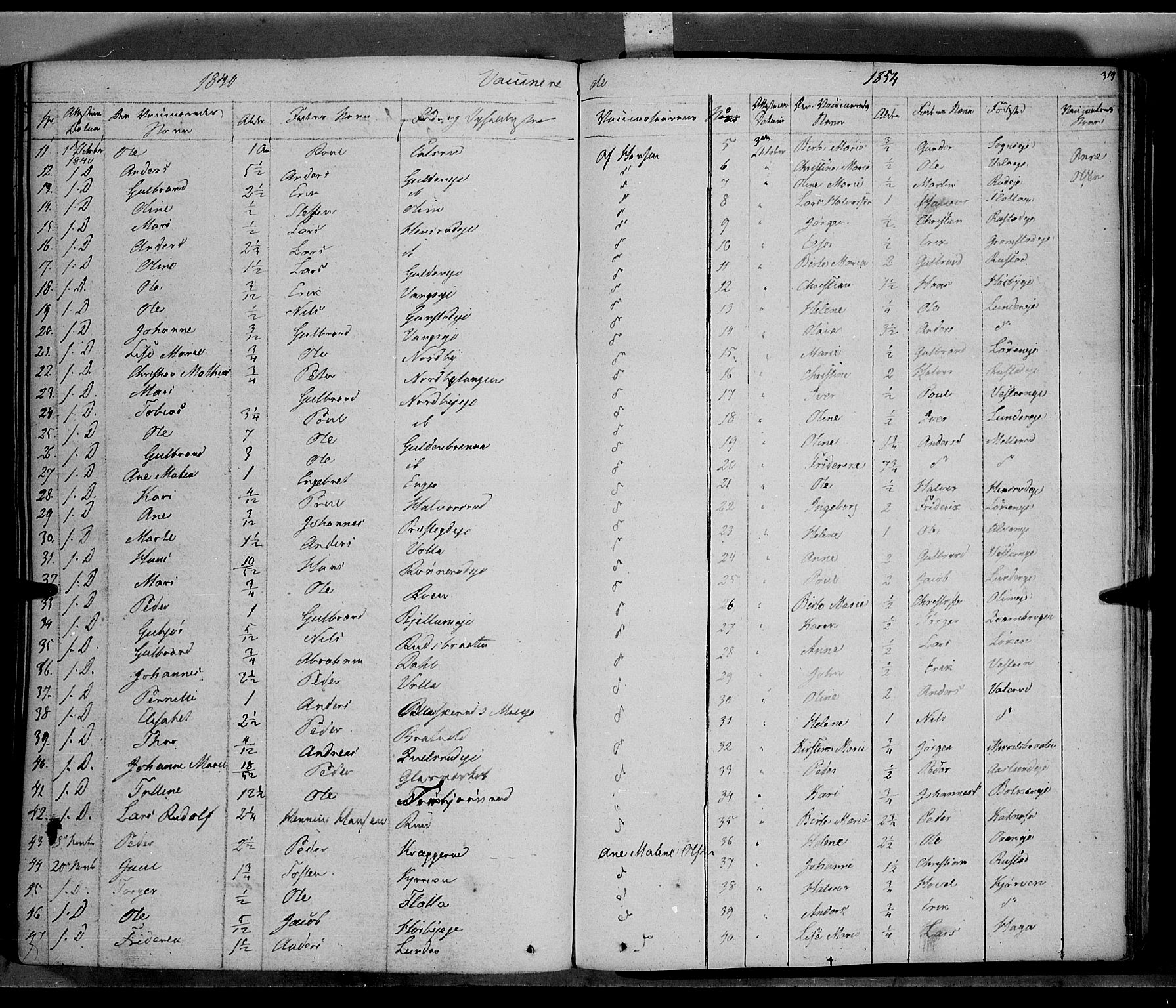 Jevnaker prestekontor, SAH/PREST-116/H/Ha/Haa/L0006: Parish register (official) no. 6, 1837-1857, p. 319