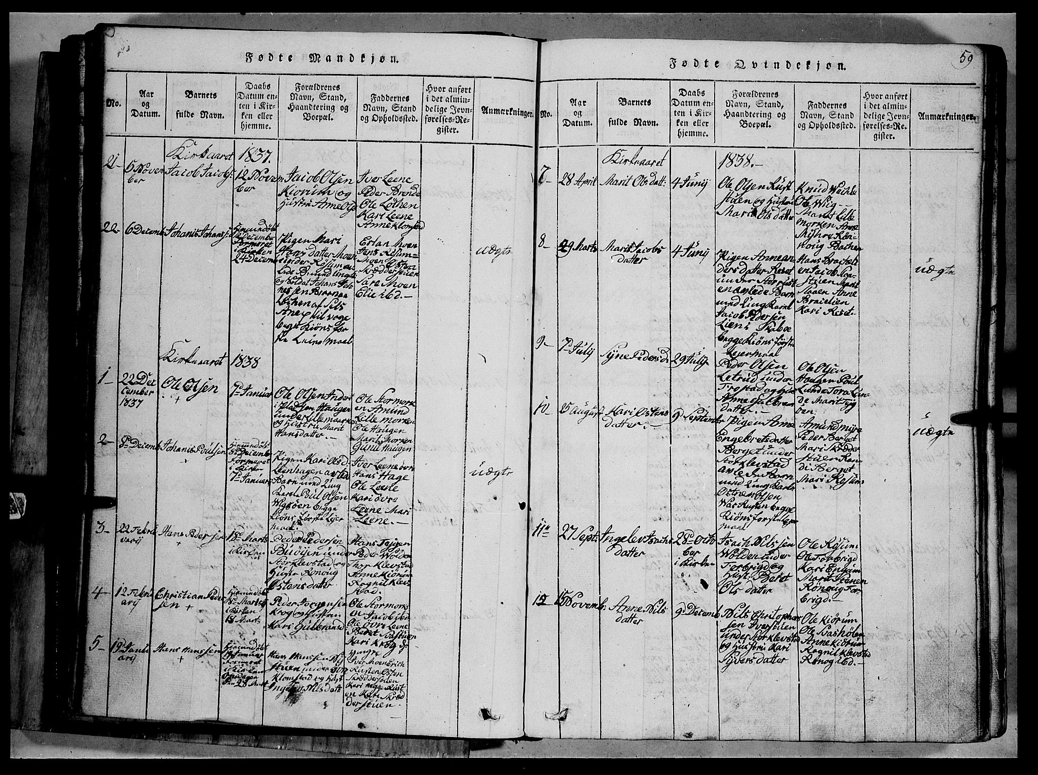 Fron prestekontor, SAH/PREST-078/H/Ha/Hab/L0002: Parish register (copy) no. 2, 1816-1850, p. 59