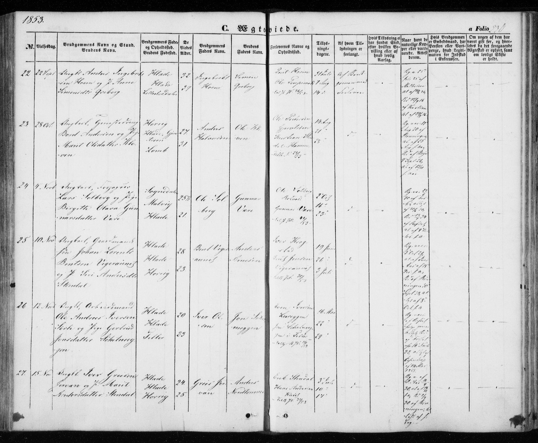 Ministerialprotokoller, klokkerbøker og fødselsregistre - Sør-Trøndelag, AV/SAT-A-1456/606/L0291: Parish register (official) no. 606A06, 1848-1856, p. 230