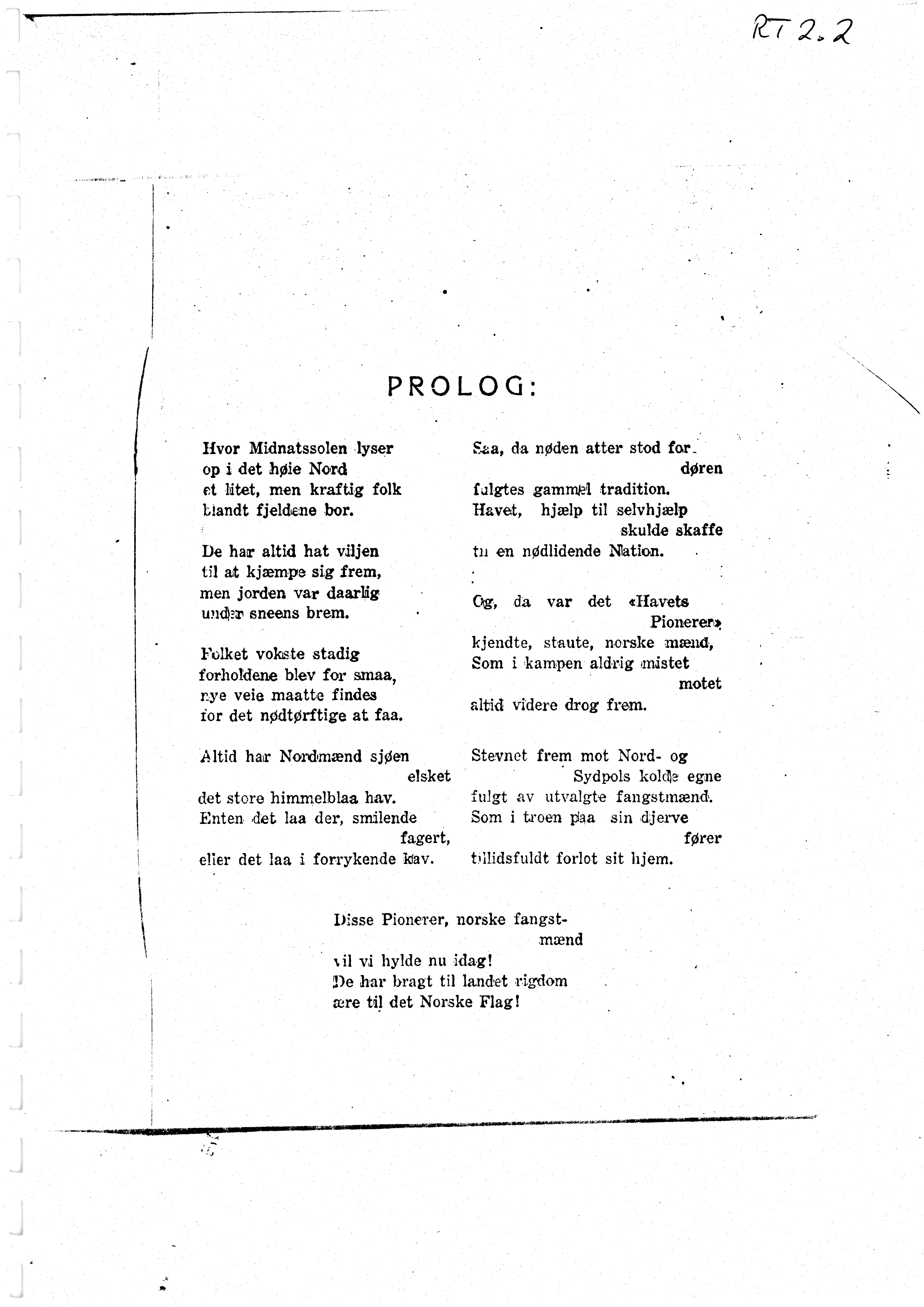 Sa 16 - Folkemusikk fra Vestfold, Gjerdesamlingen, VEMU/A-1868/H/L0003/0002: Innsamlet informasjon, kopier / 5b Fra hvalfangst: Revyviser, shanties, attester. 
Sandefjord Skøiteklubs revy, Komse-tegning