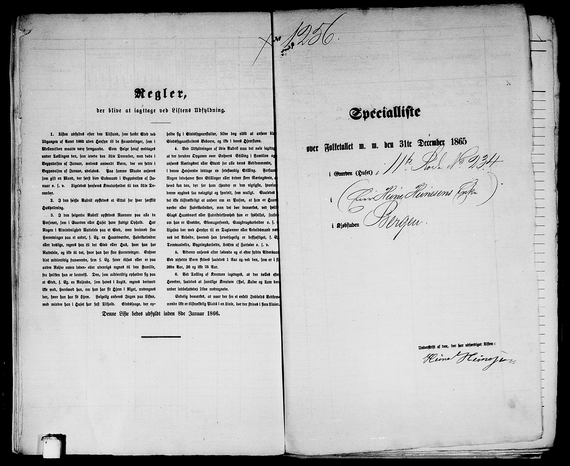 RA, 1865 census for Bergen, 1865, p. 2573