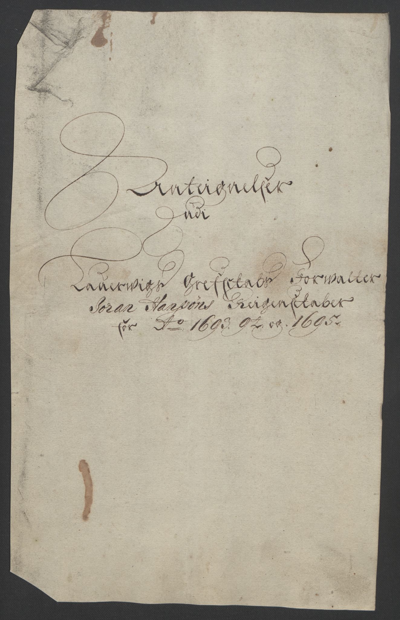 Rentekammeret inntil 1814, Reviderte regnskaper, Fogderegnskap, RA/EA-4092/R33/L1974: Fogderegnskap Larvik grevskap, 1693-1695, p. 321