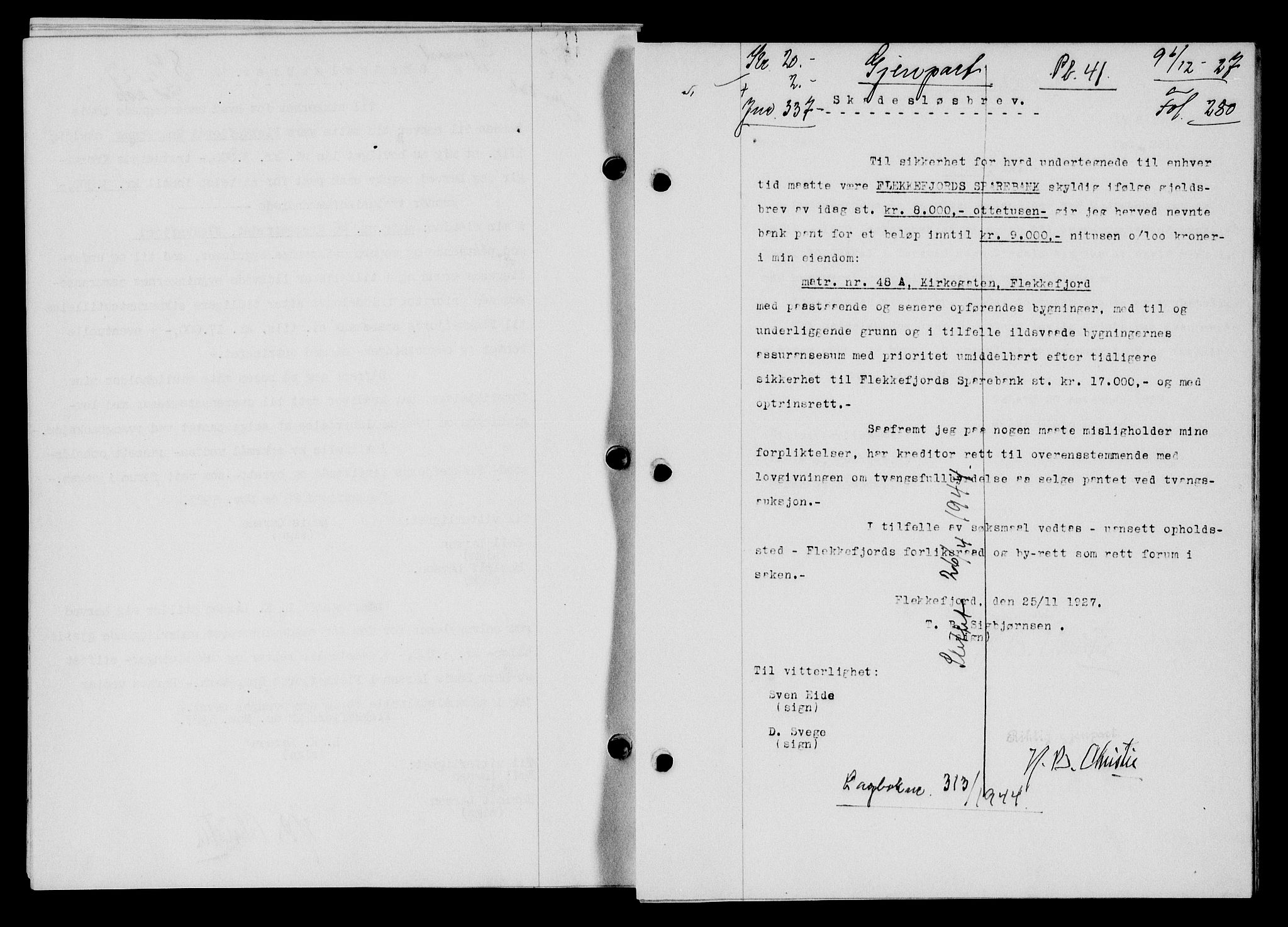 Flekkefjord sorenskriveri, SAK/1221-0001/G/Gb/Gba/L0043: Mortgage book no. 41, 1926-1927, Deed date: 06.12.1927