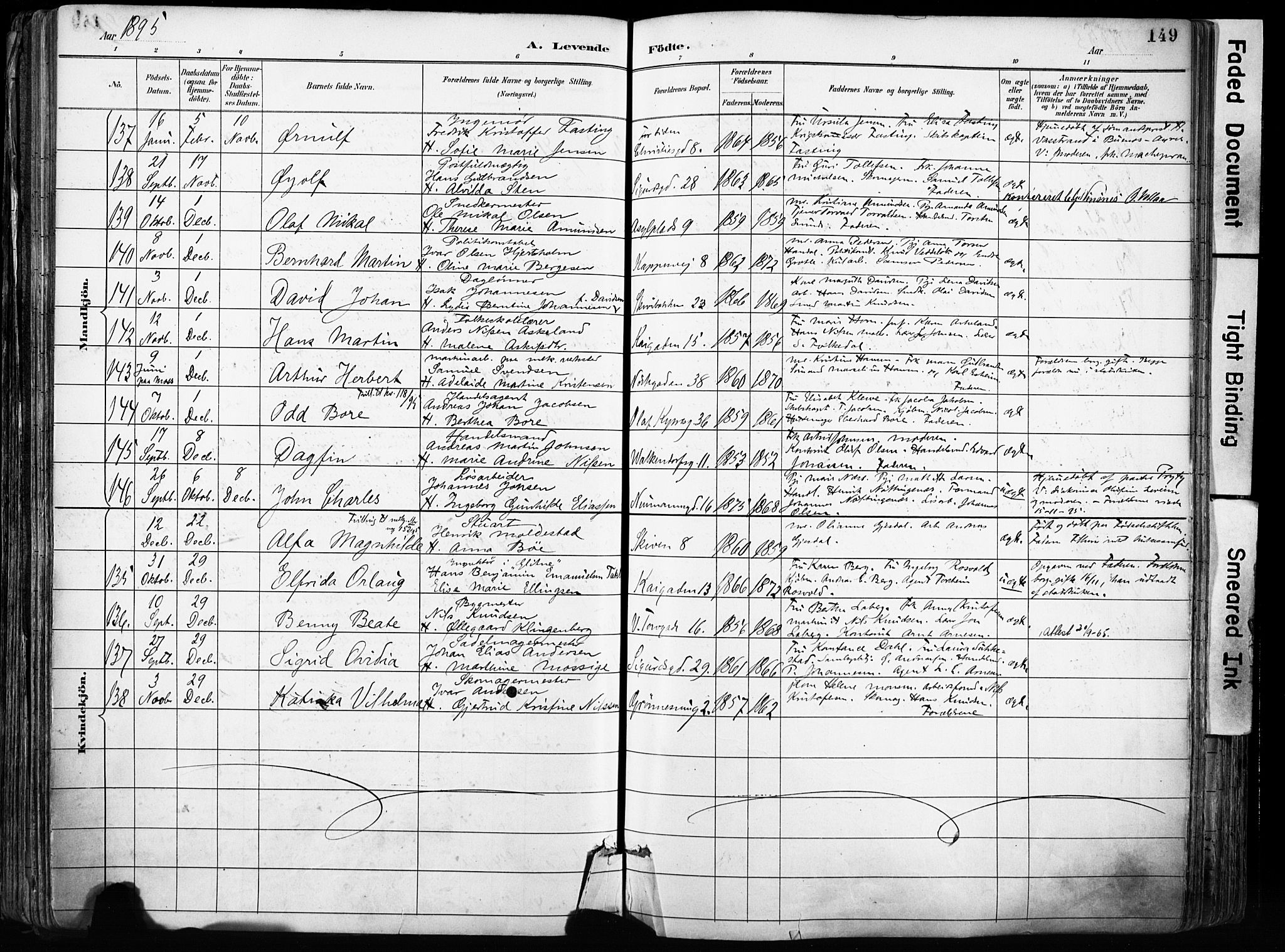 Domkirken sokneprestembete, SAB/A-74801/H/Haa/L0024: Parish register (official) no. B 7, 1888-1903, p. 149