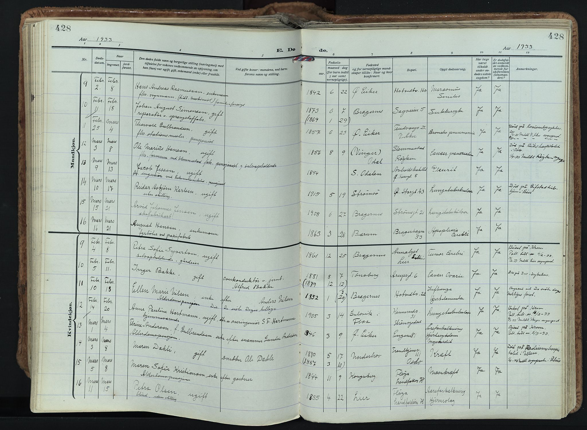 Bragernes kirkebøker, AV/SAKO-A-6/F/Fb/L0011: Parish register (official) no. II 11, 1922-1945, p. 428