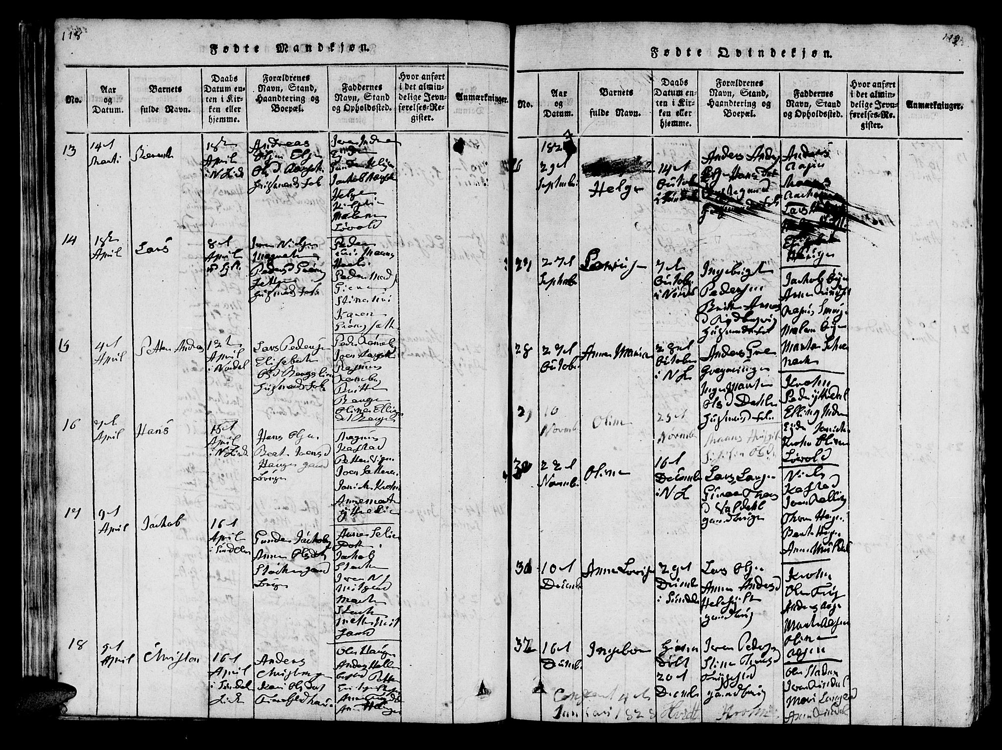 Ministerialprotokoller, klokkerbøker og fødselsregistre - Møre og Romsdal, SAT/A-1454/519/L0246: Parish register (official) no. 519A05, 1817-1834, p. 118-119