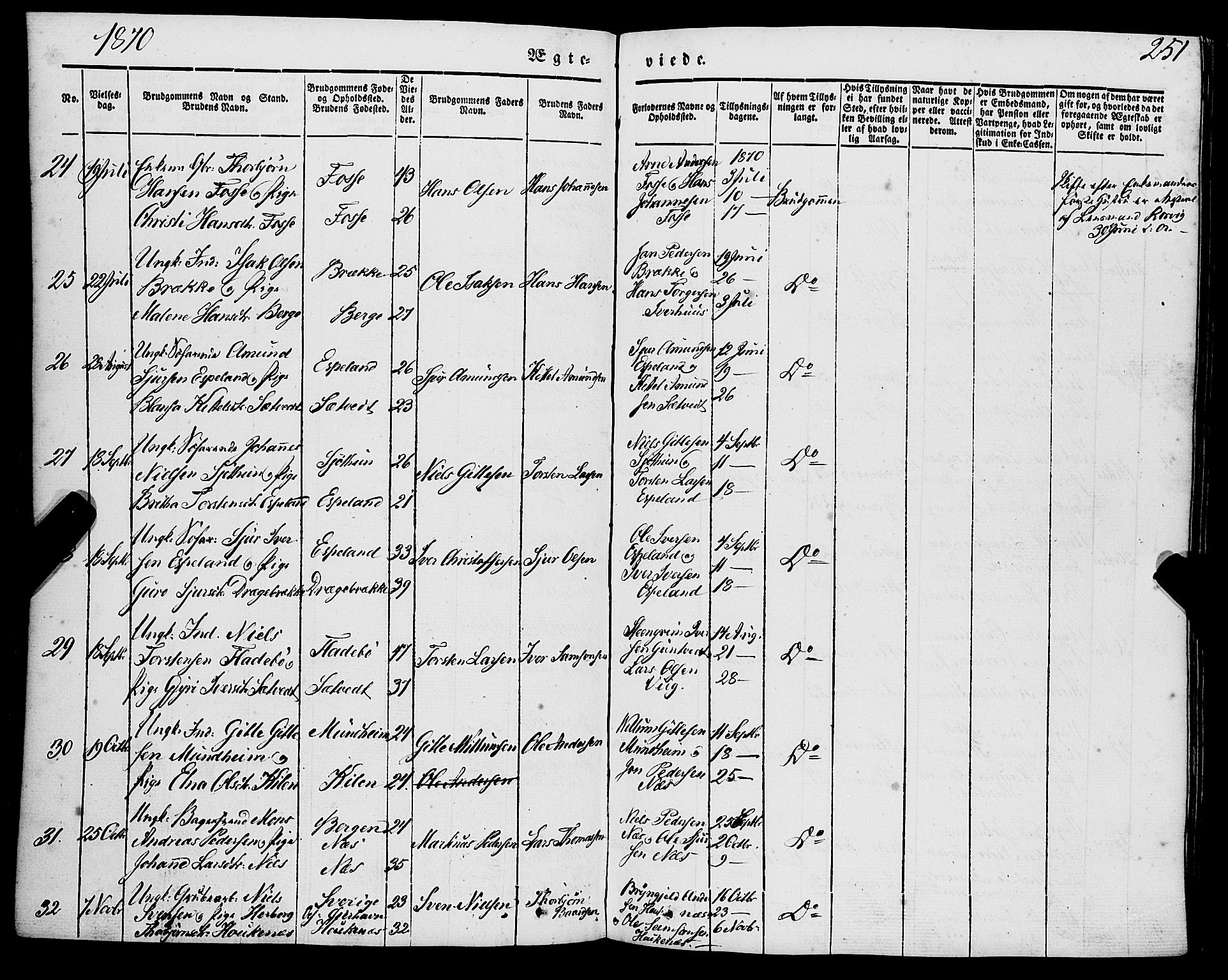 Strandebarm sokneprestembete, AV/SAB-A-78401/H/Haa: Parish register (official) no. A 7, 1844-1872, p. 251