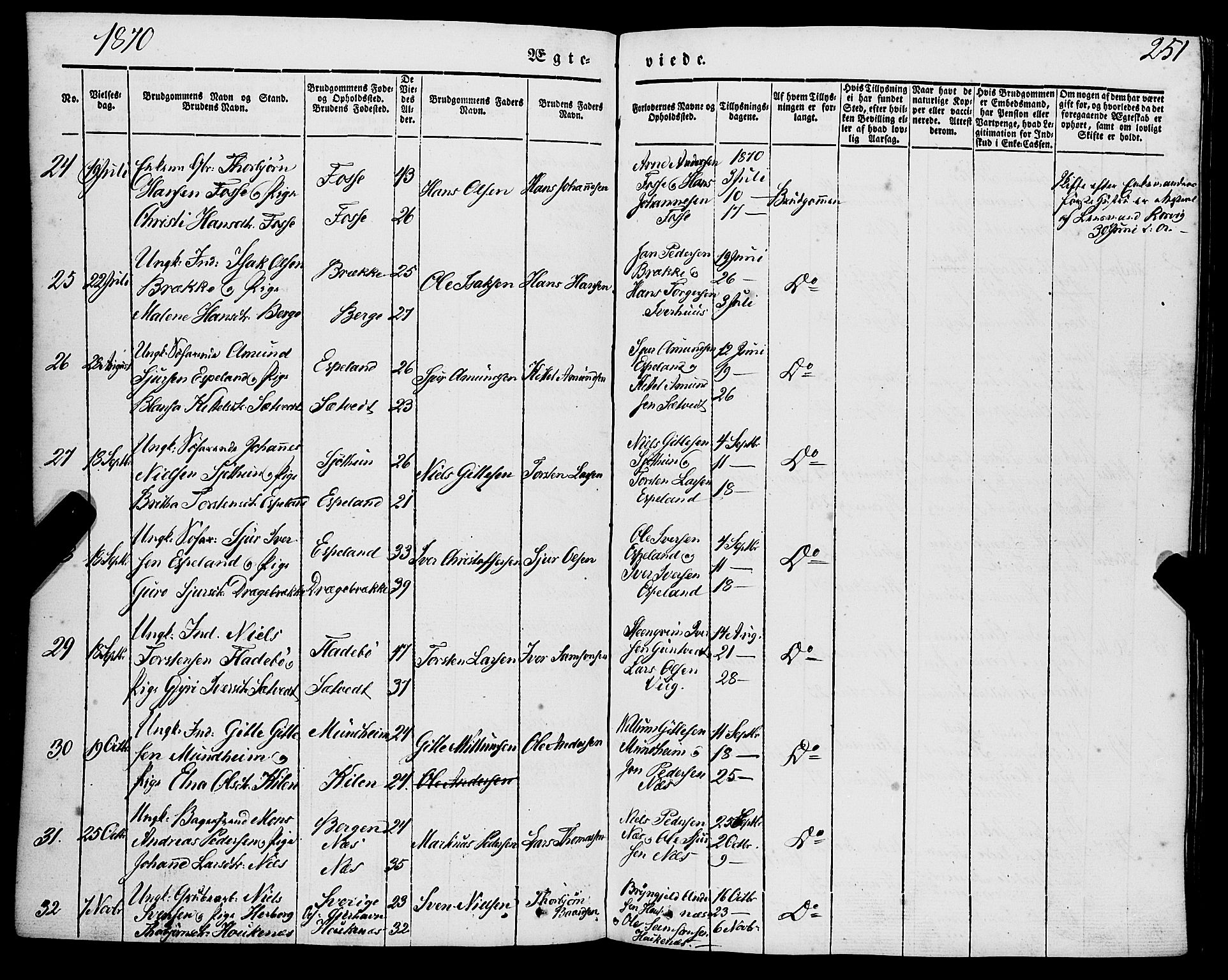 Strandebarm sokneprestembete, AV/SAB-A-78401/H/Haa: Parish register (official) no. A 7, 1844-1872, p. 251