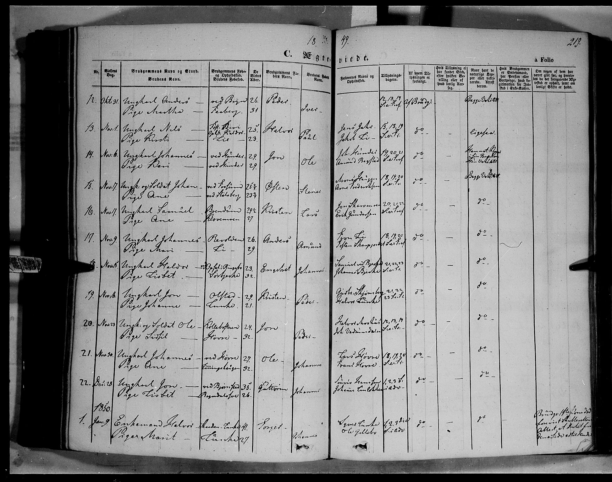 Øyer prestekontor, SAH/PREST-084/H/Ha/Haa/L0005: Parish register (official) no. 5, 1842-1857, p. 219