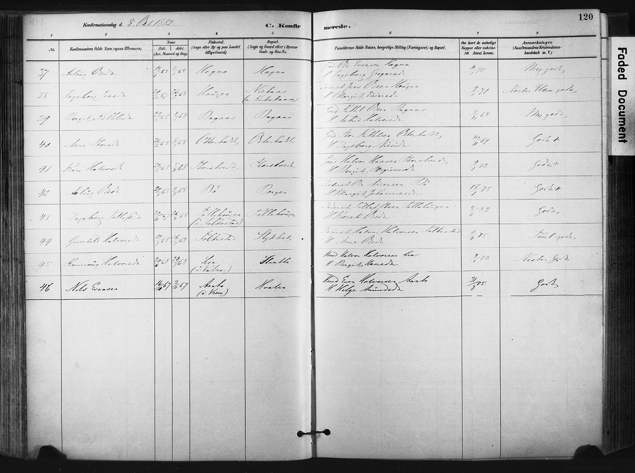 Bø kirkebøker, SAKO/A-257/F/Fa/L0010: Parish register (official) no. 10, 1880-1892, p. 120