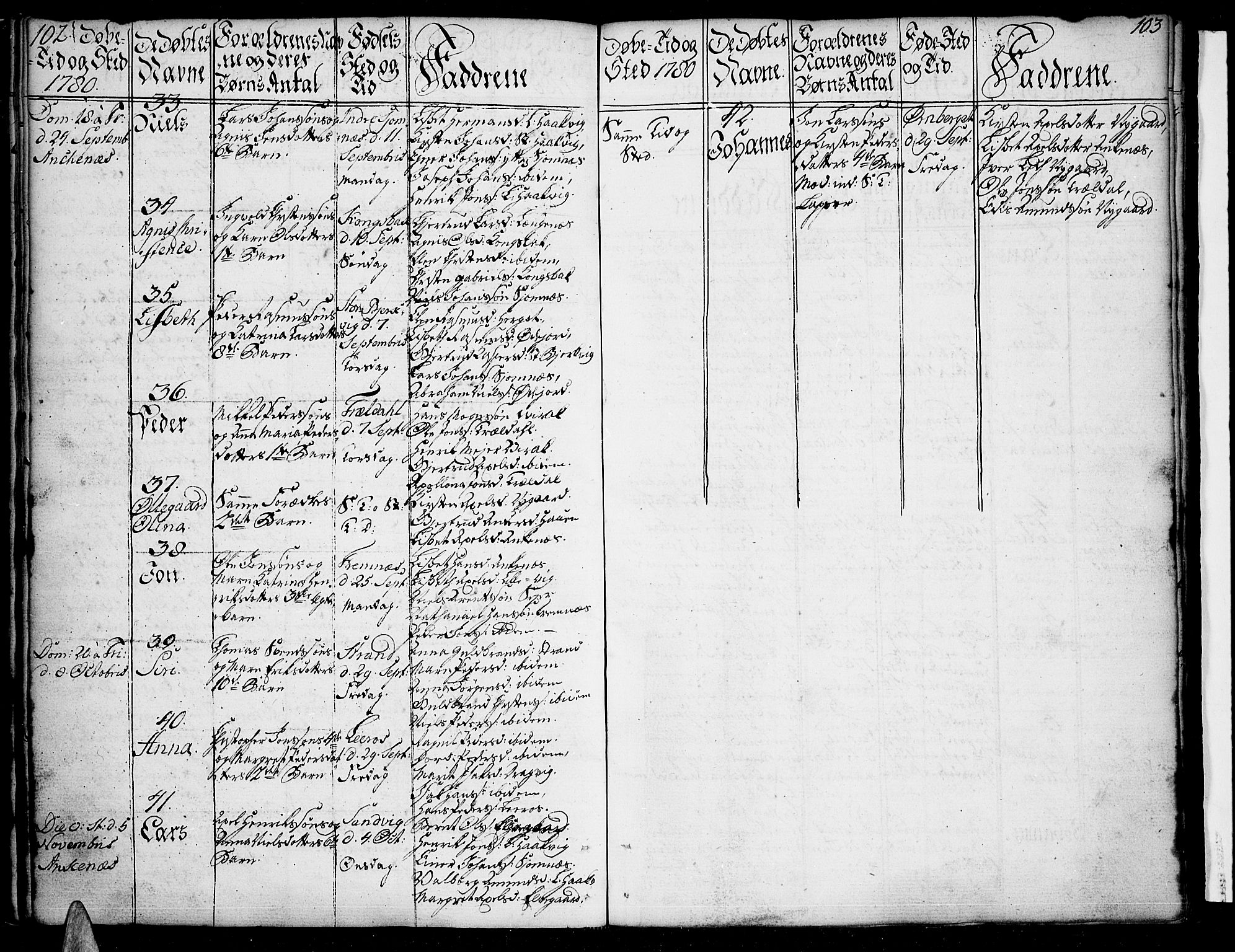 Ministerialprotokoller, klokkerbøker og fødselsregistre - Nordland, SAT/A-1459/863/L0892: Parish register (official) no. 863A04, 1765-1794, p. 102-103