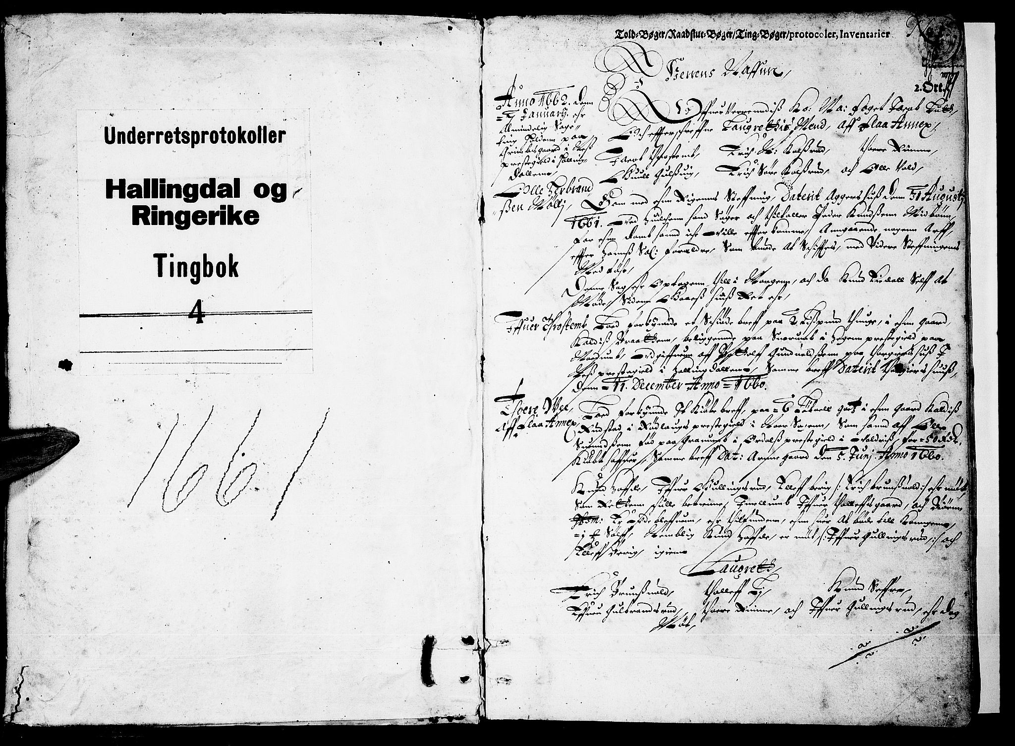 Ringerike og Hallingdal sorenskriveri, SAKO/A-81/F/Fa/Faa/L0004: Tingbok, 1662, p. 0b-1a