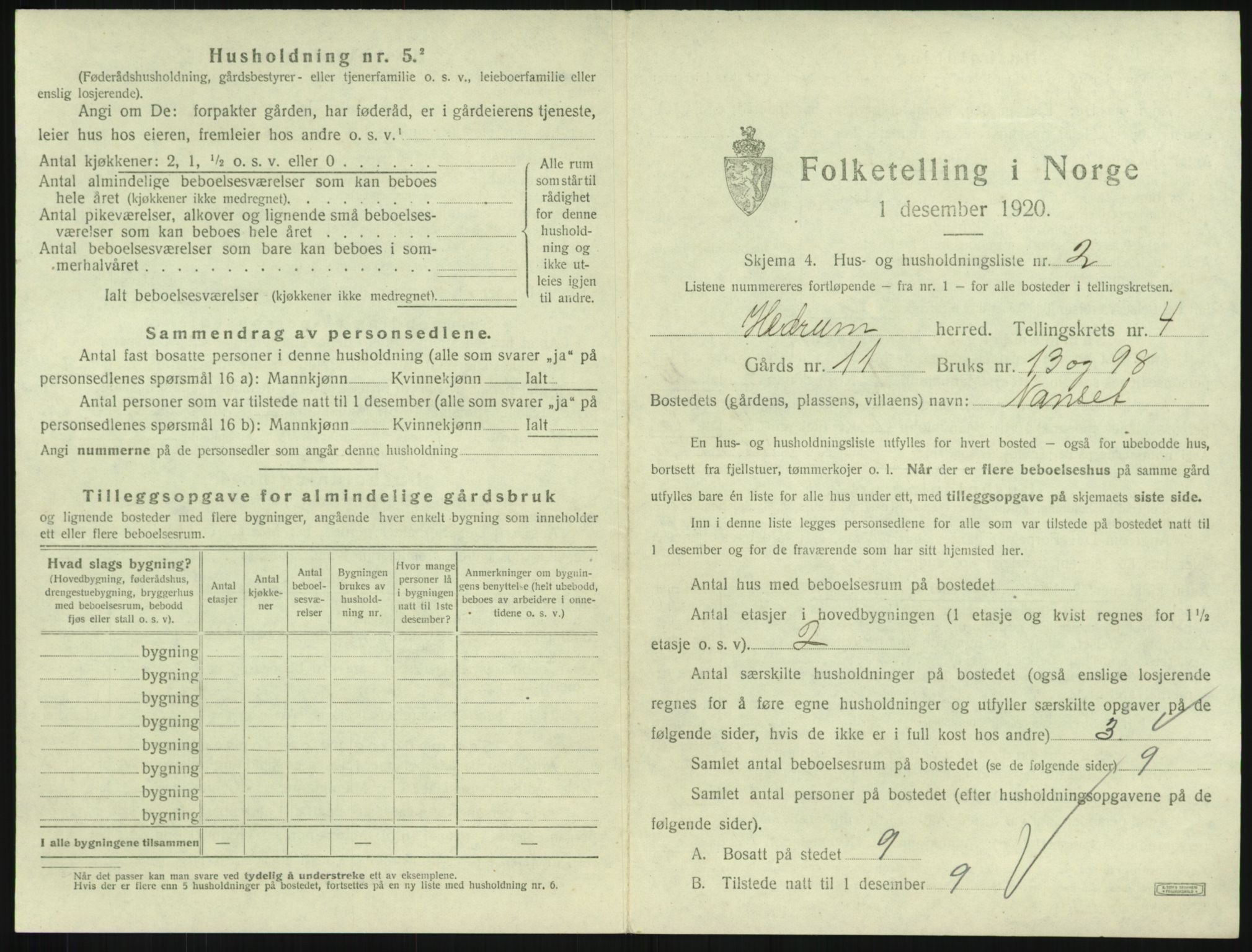 SAKO, 1920 census for Hedrum, 1920, p. 359