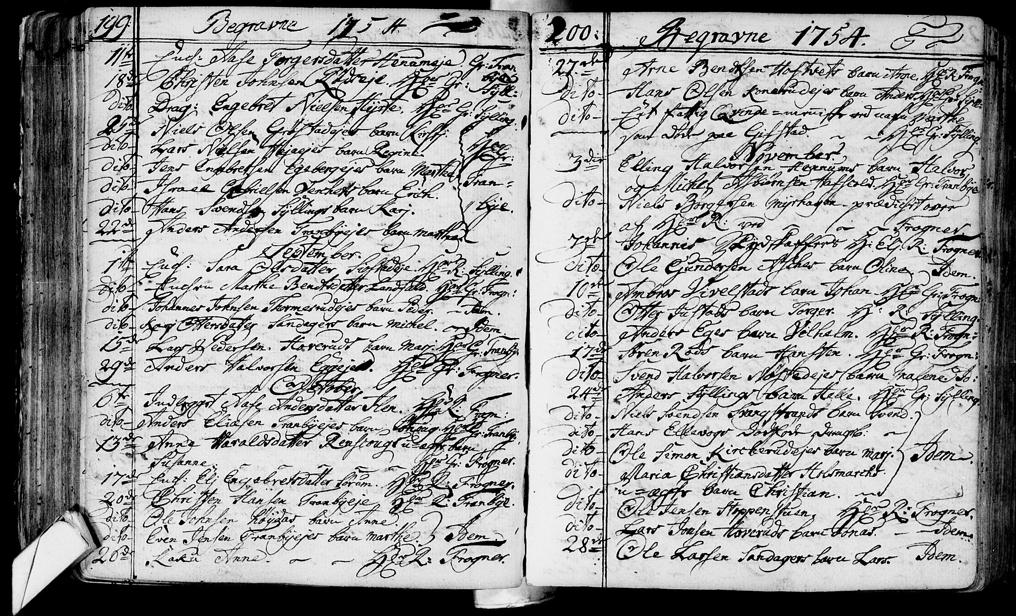 Lier kirkebøker, AV/SAKO-A-230/F/Fa/L0004: Parish register (official) no. I 4, 1749-1764, p. 199-200