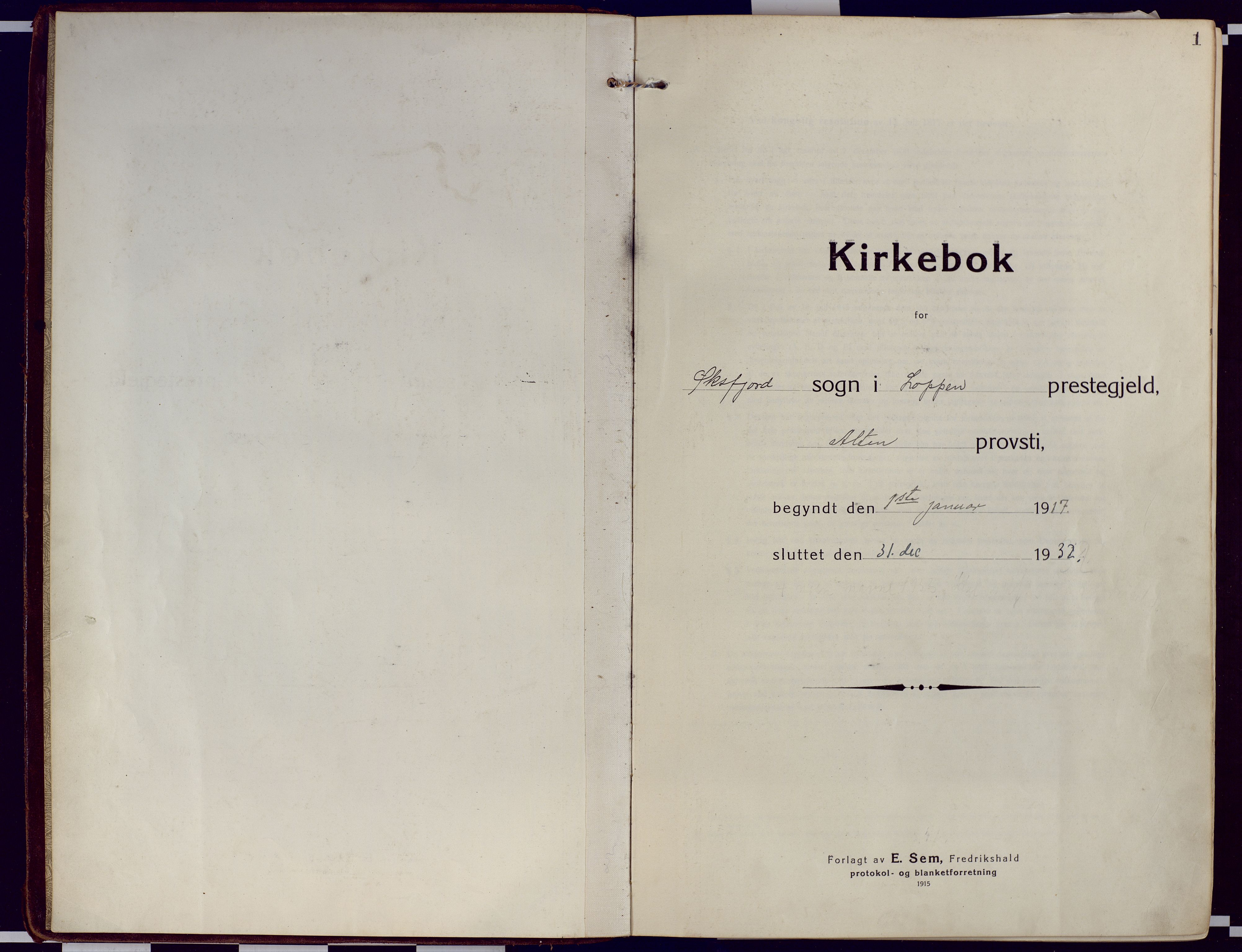 Loppa sokneprestkontor, SATØ/S-1339/H/Ha/L0012kirke: Parish register (official) no. 12, 1917-1932, p. 1