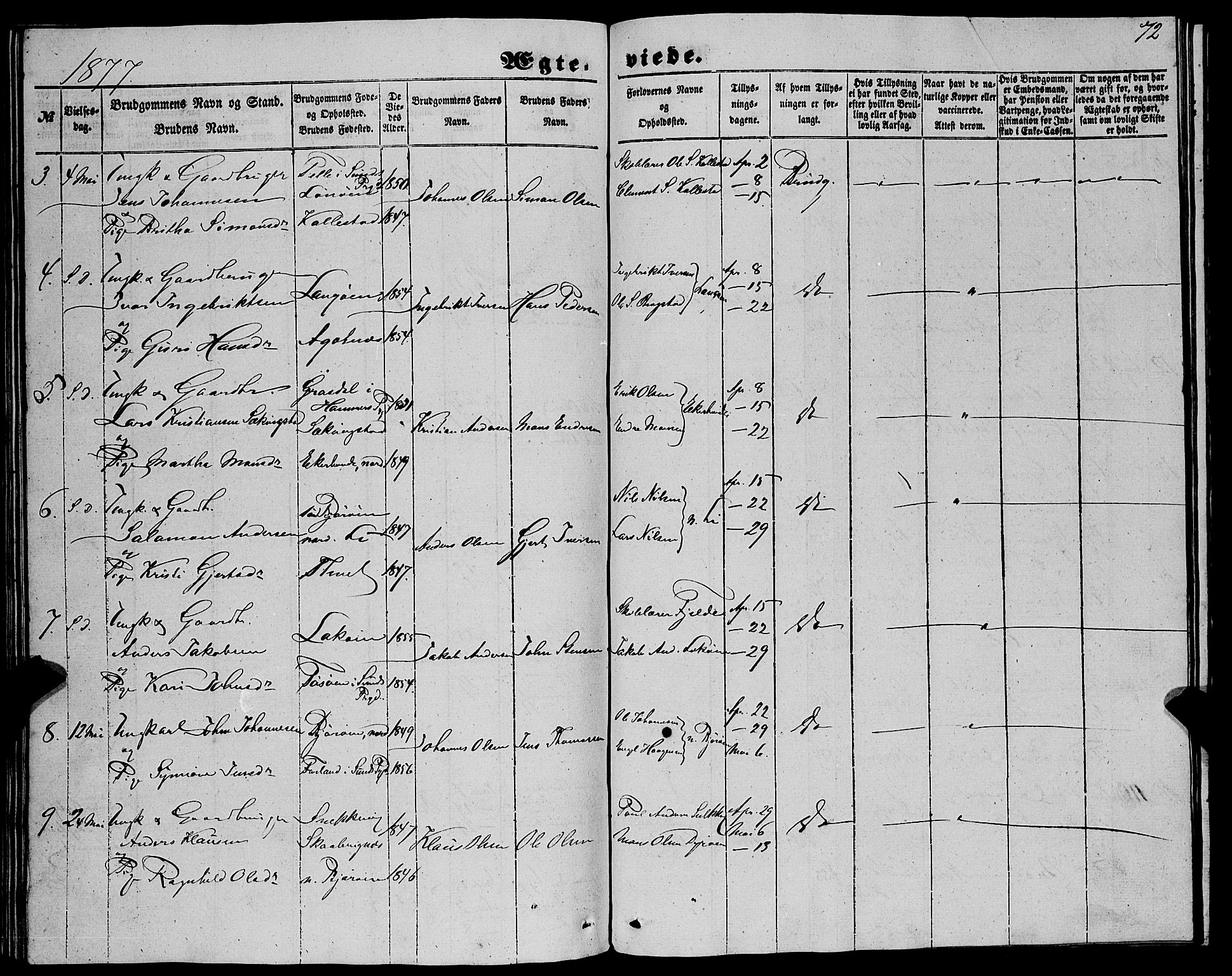 Fjell sokneprestembete, SAB/A-75301/H/Haa: Parish register (official) no. A 6, 1849-1877, p. 72