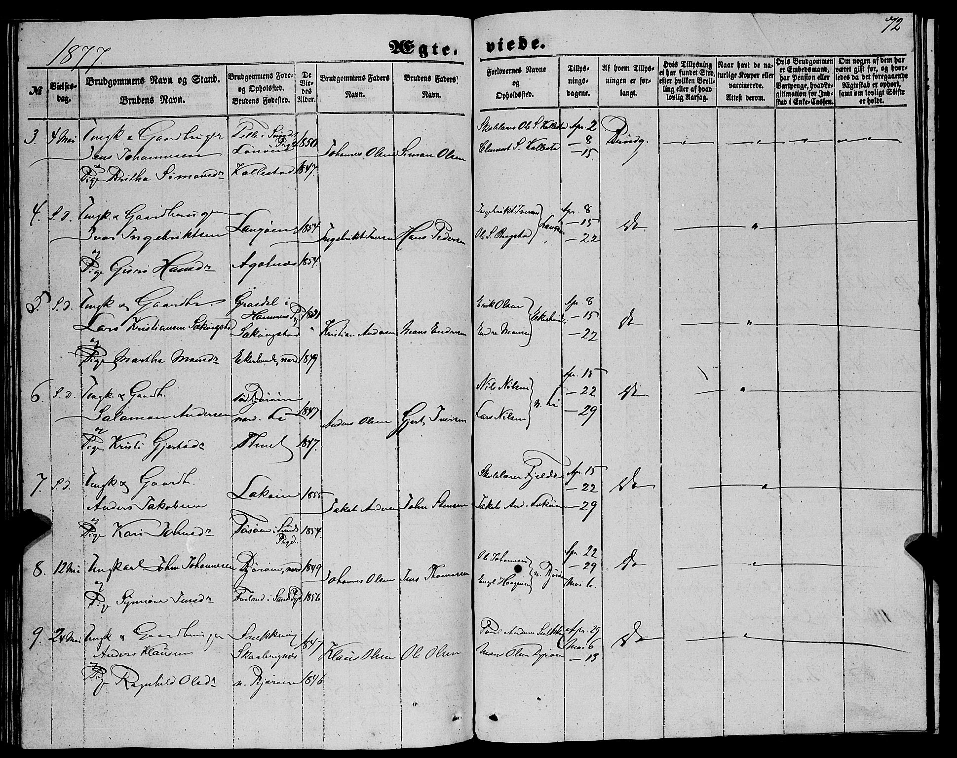 Fjell sokneprestembete, AV/SAB-A-75301/H/Haa: Parish register (official) no. A 6, 1849-1877, p. 72