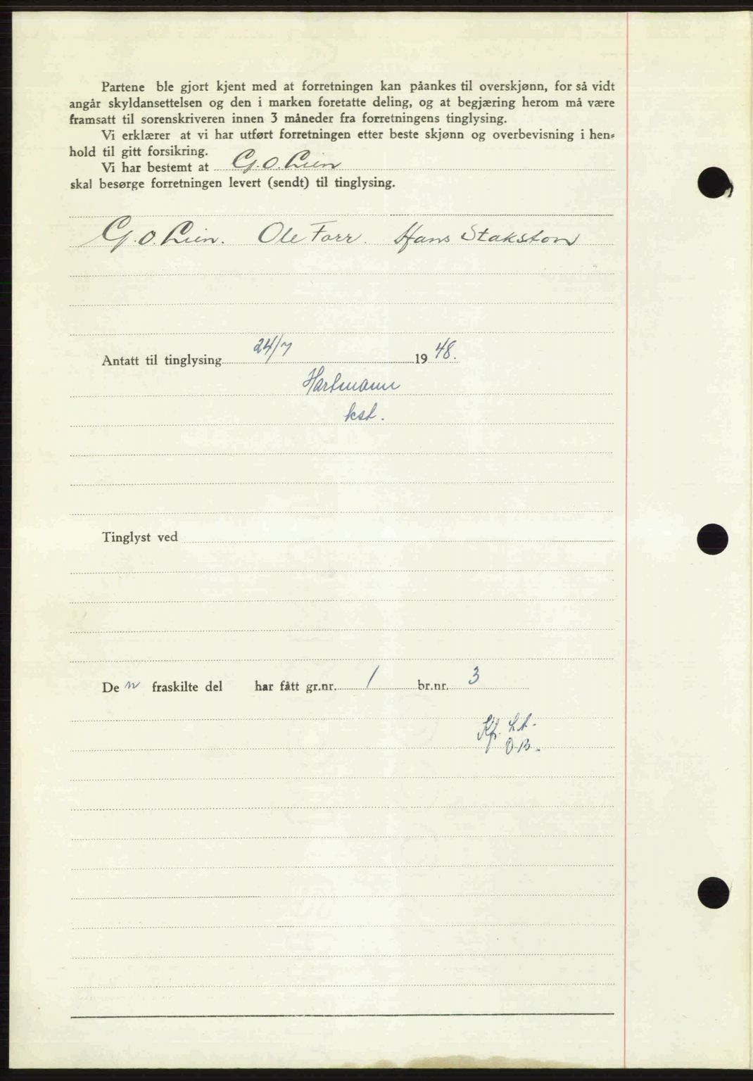 Sør-Gudbrandsdal tingrett, SAH/TING-004/H/Hb/Hbd/L0022: Mortgage book no. A22, 1948-1948, Diary no: : 1699/1948