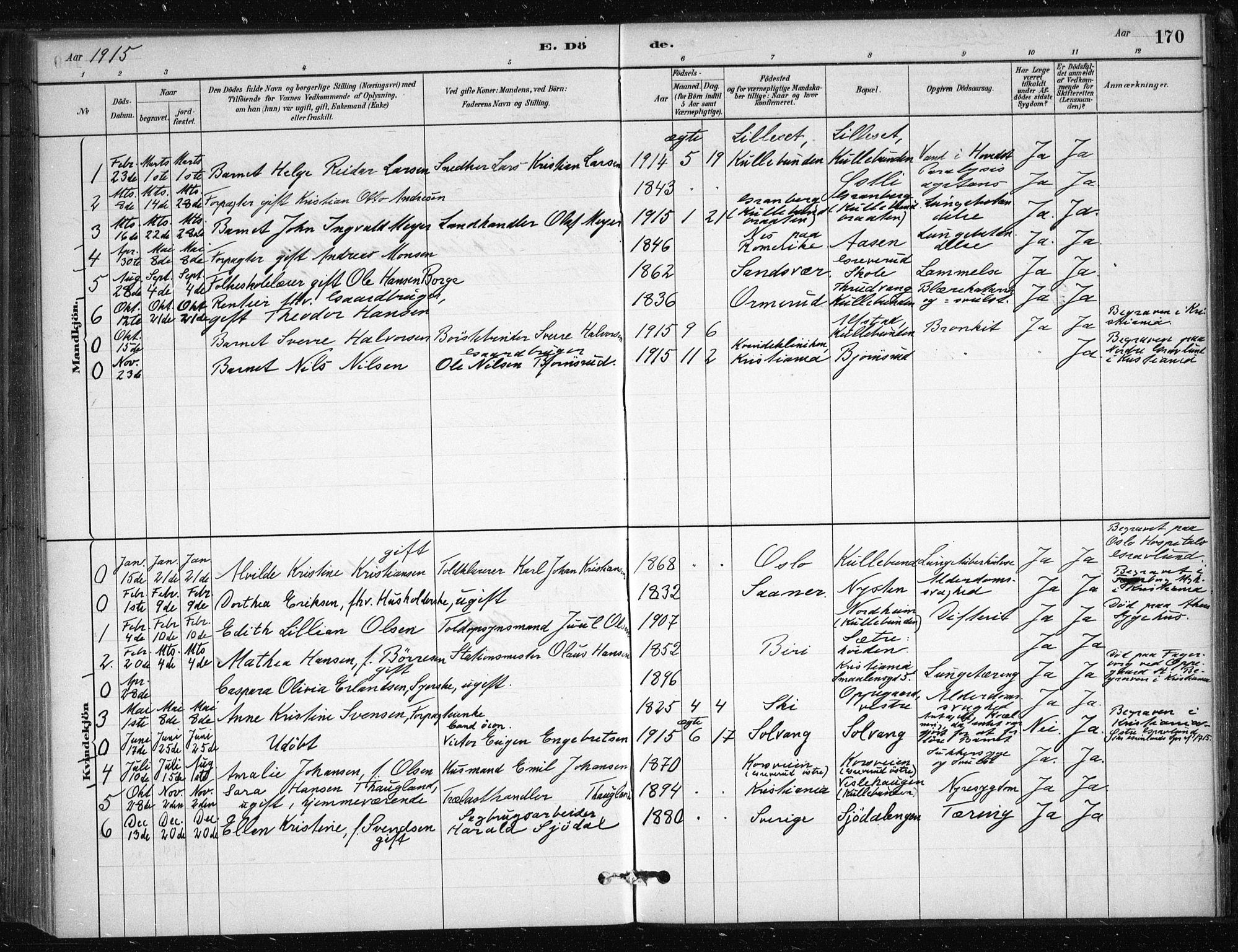 Nesodden prestekontor Kirkebøker, SAO/A-10013/F/Fb/L0001: Parish register (official) no. II 1, 1880-1915, p. 170