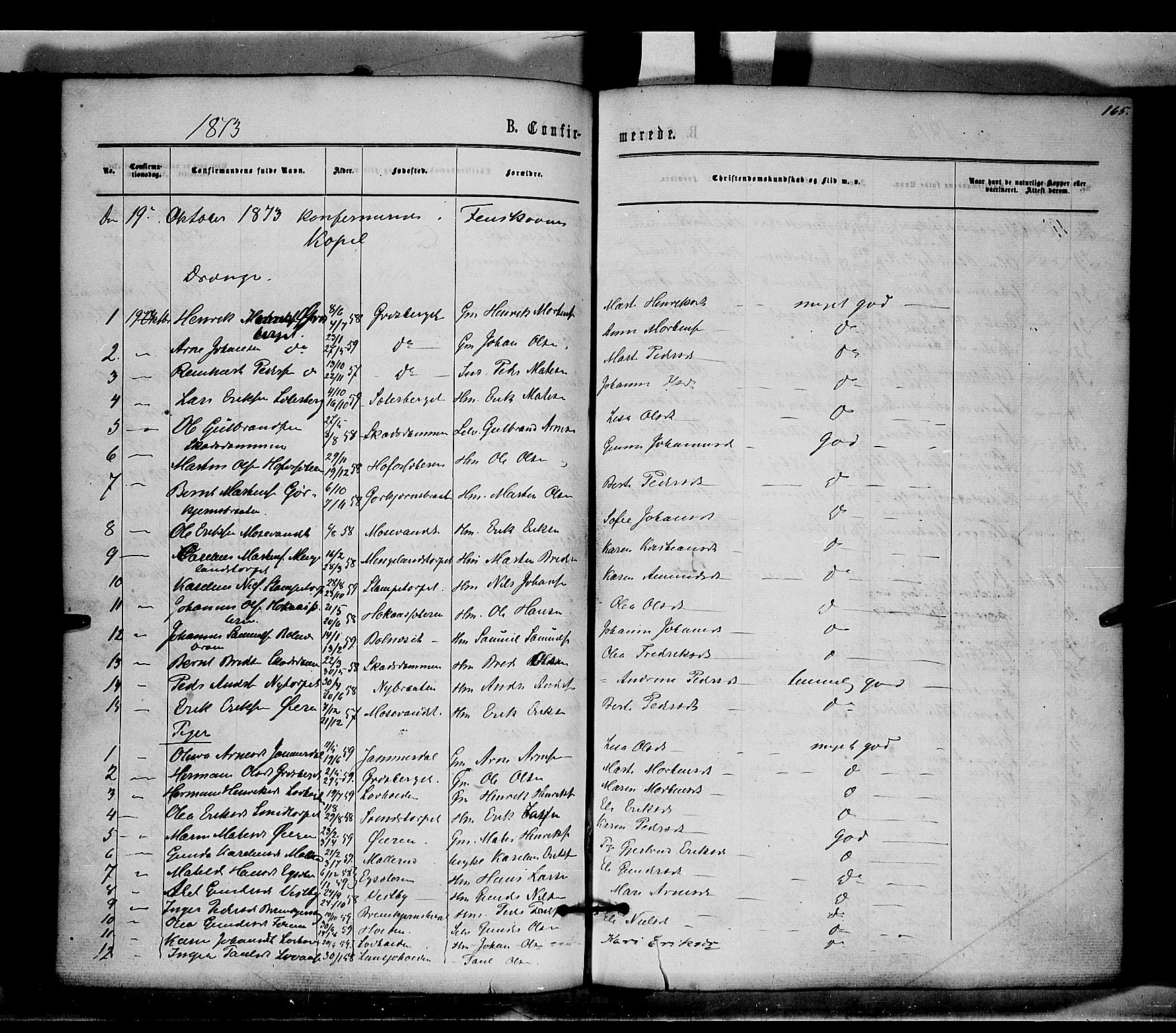 Brandval prestekontor, AV/SAH-PREST-034/H/Ha/Haa/L0001: Parish register (official) no. 1, 1864-1879, p. 165