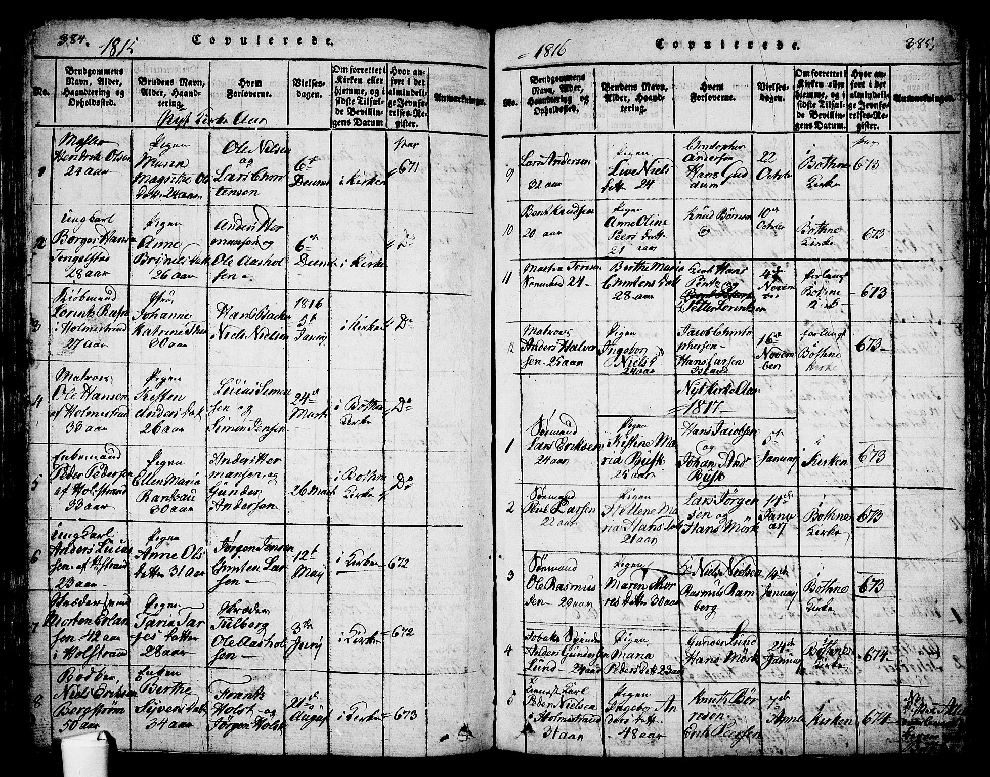 Holmestrand kirkebøker, SAKO/A-346/G/Ga/L0001: Parish register (copy) no. 1, 1814-1848, p. 384-385