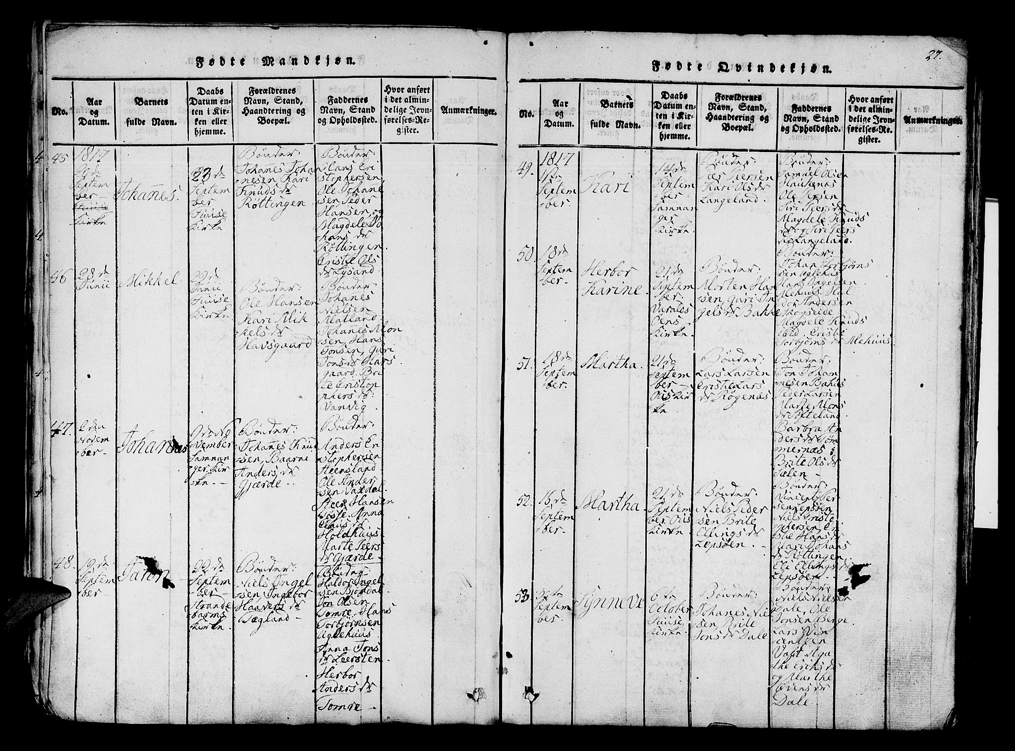 Os sokneprestembete, AV/SAB-A-99929: Parish register (official) no. A 12, 1816-1825, p. 27