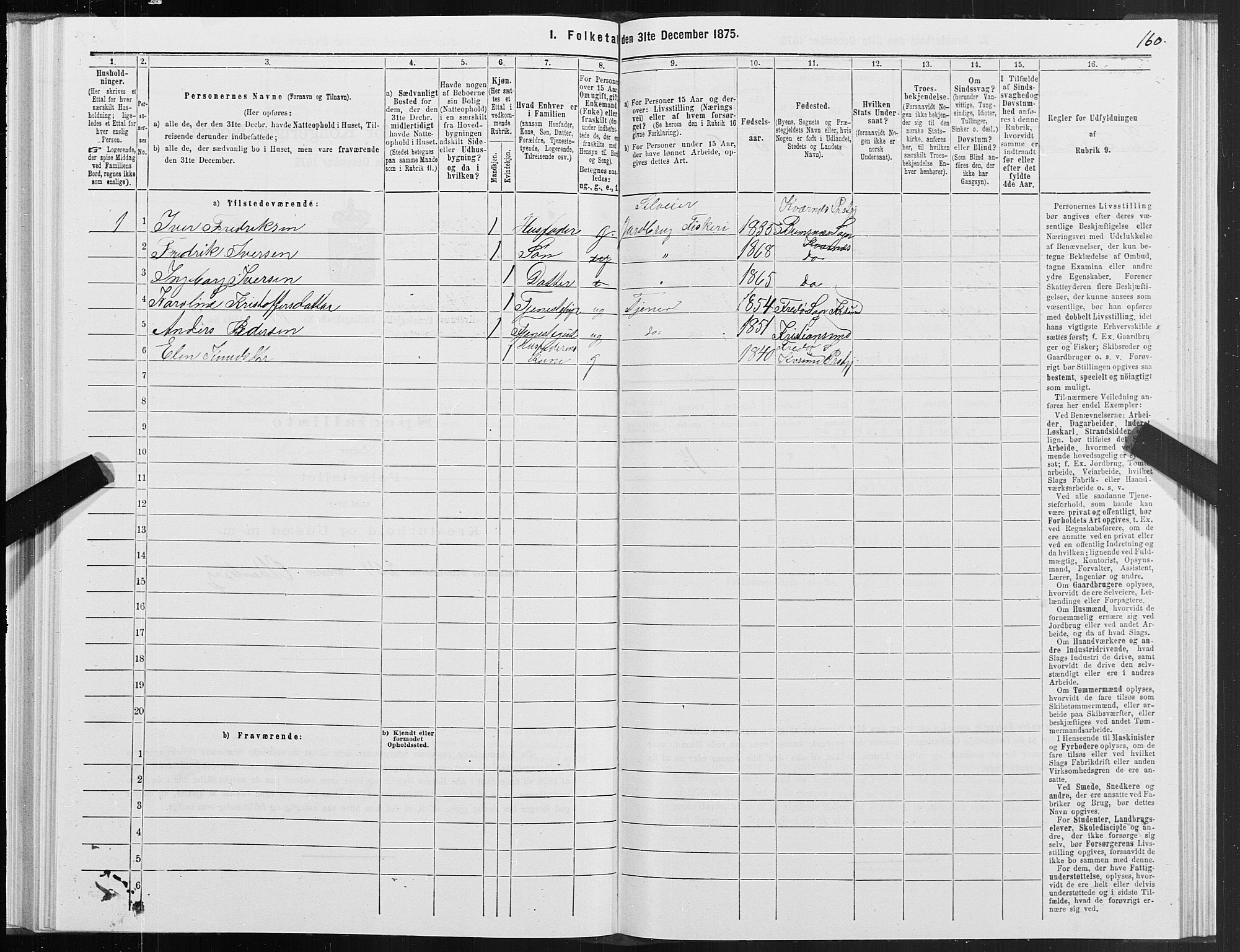 SAT, 1875 census for 1553P Kvernes, 1875, p. 7160