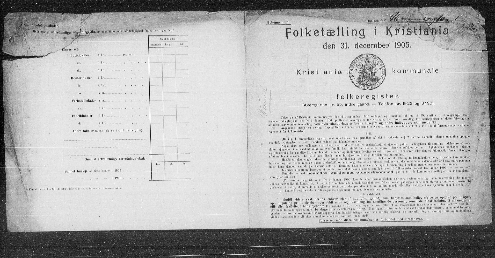 OBA, Municipal Census 1905 for Kristiania, 1905, p. 63116