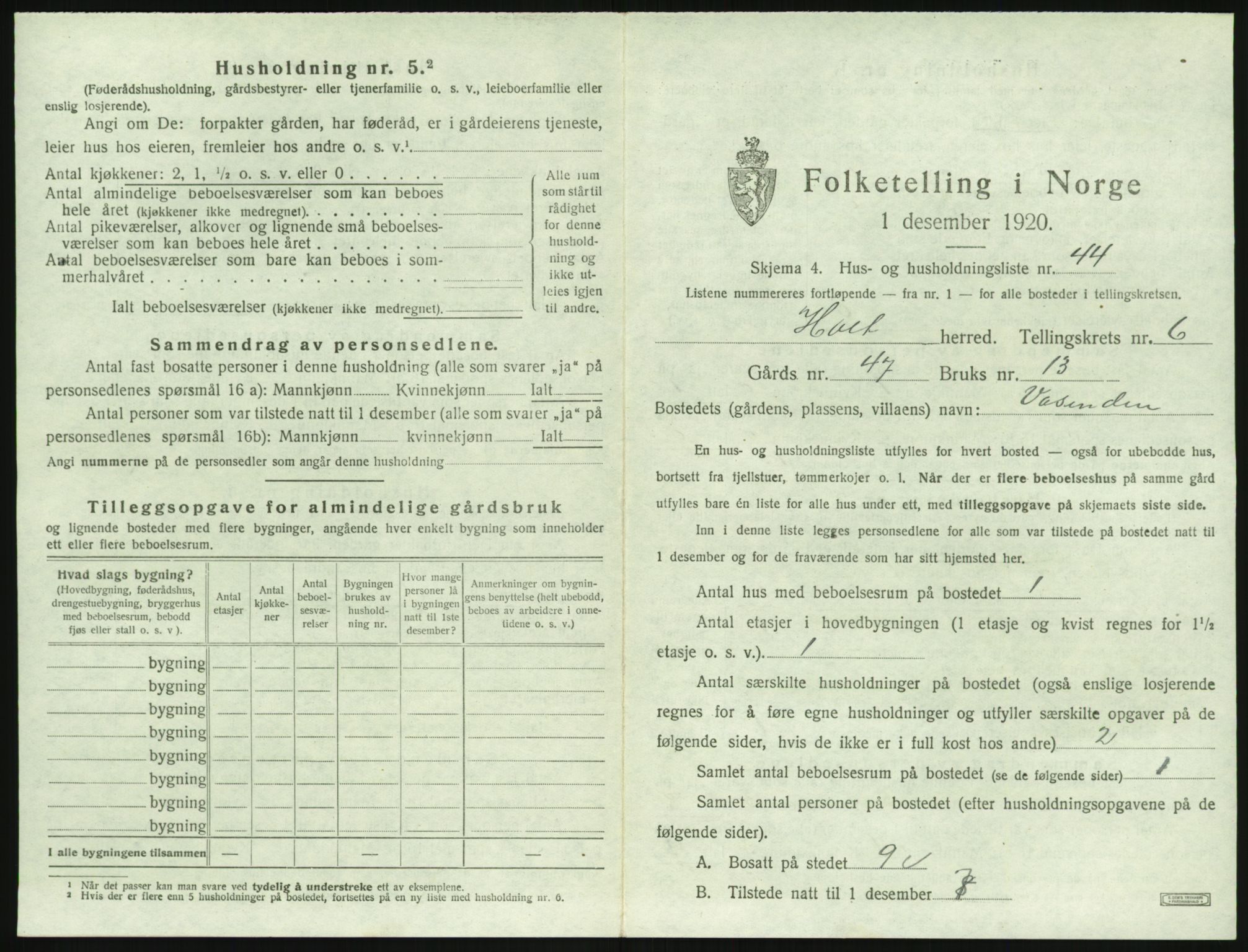 SAK, 1920 census for Holt, 1920, p. 574